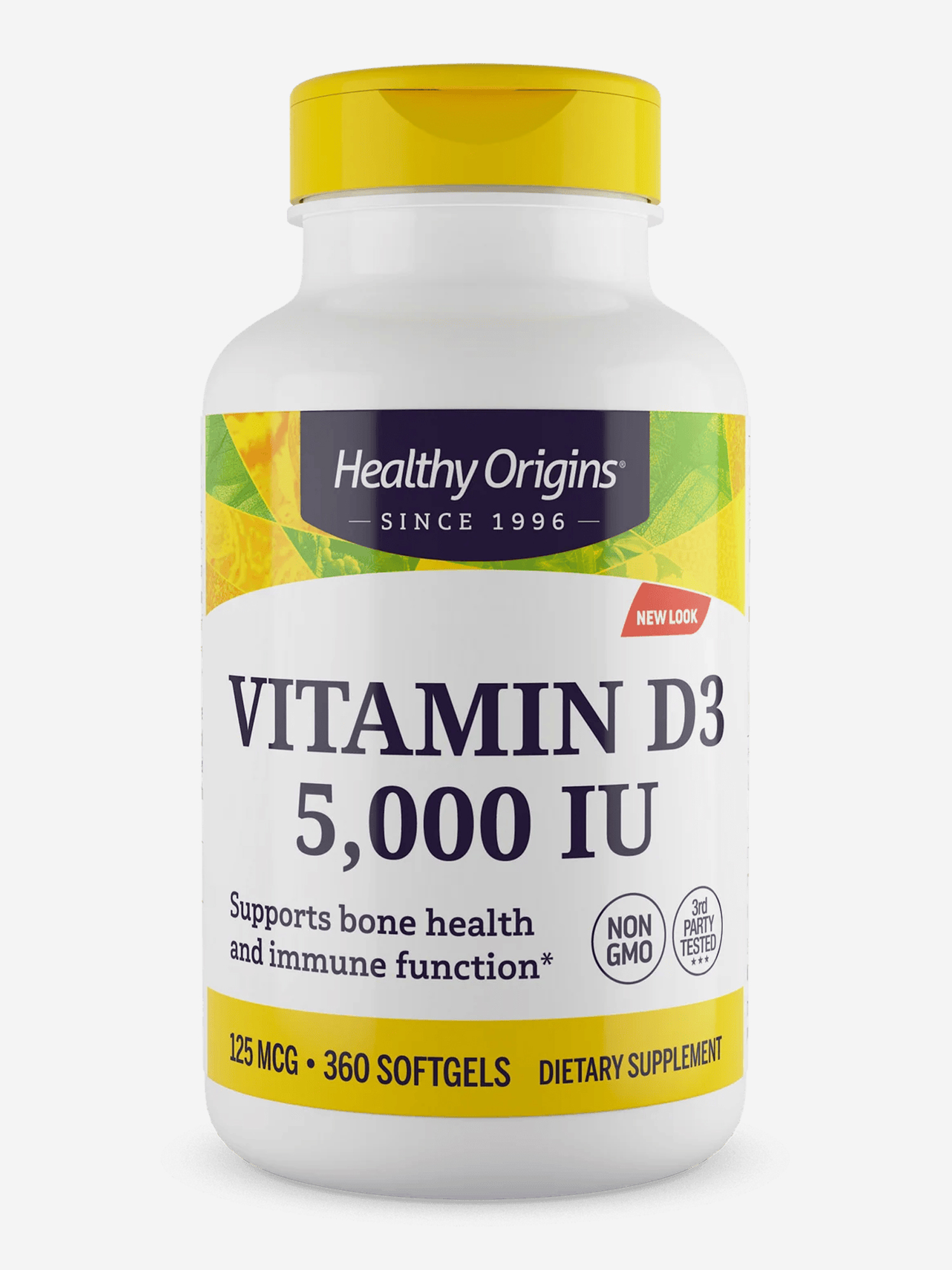 Изображение товара Витамин Д3, Healthy Origins, 5000 IU, 360 капсул, Белый