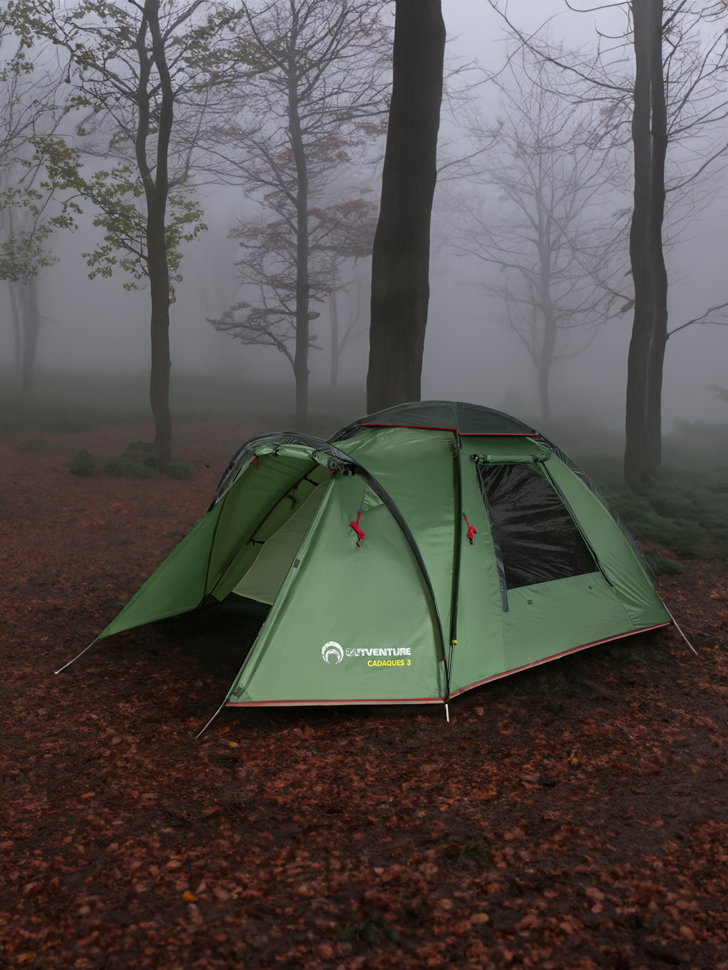 Палатка 3-местная Outventure Cadaques 3, Зеленый спальный мешок outventure oregon 15 зеленый