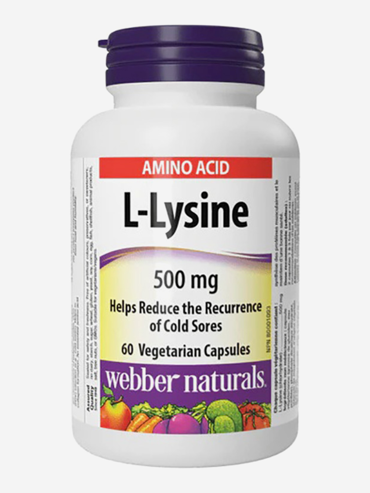 Изображение товара L-лизин Webber Naturals, 500 мг 880 мг, 60 капс