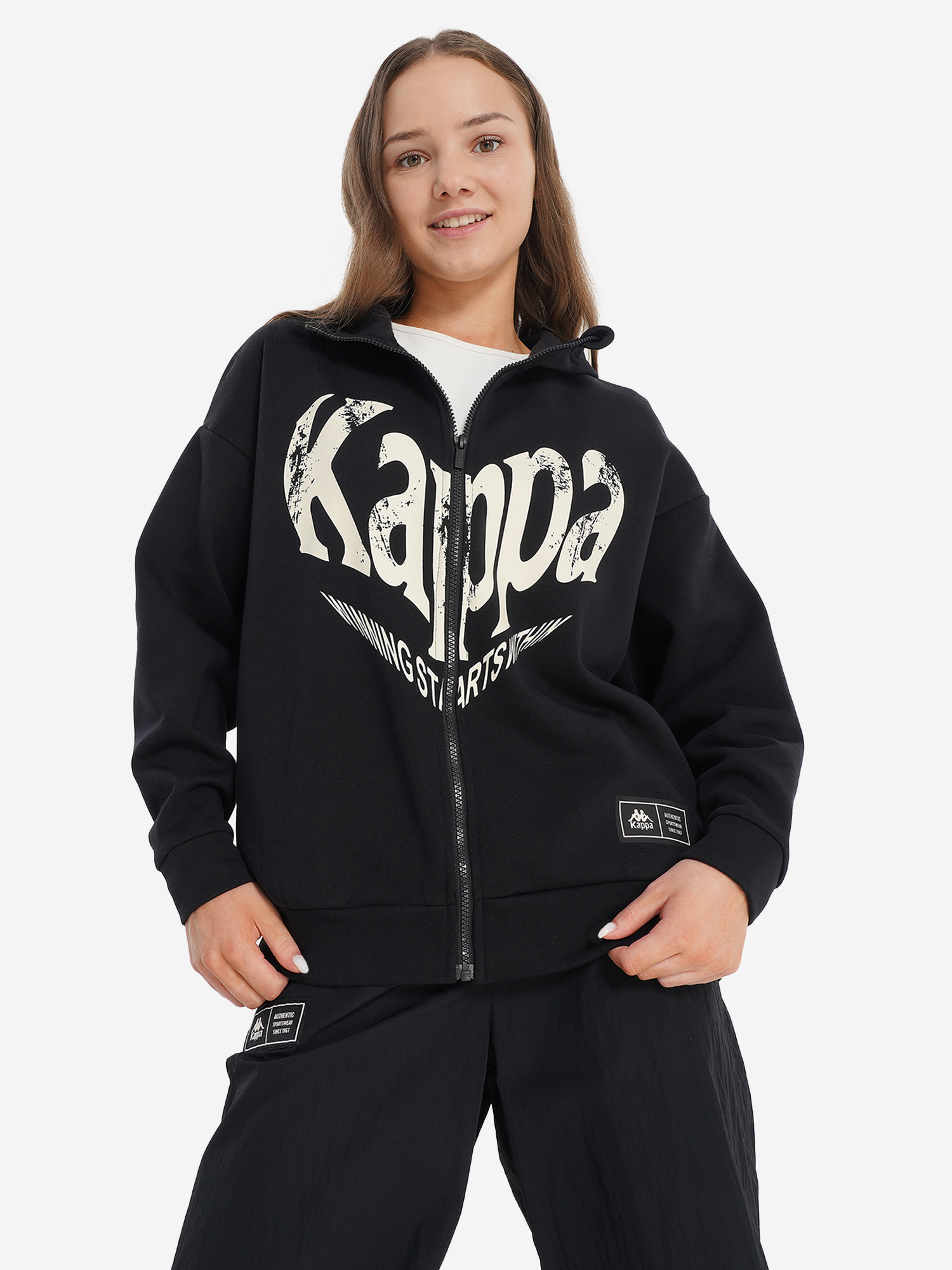 

Толстовка для девочек оверсайз Kappa, Черный