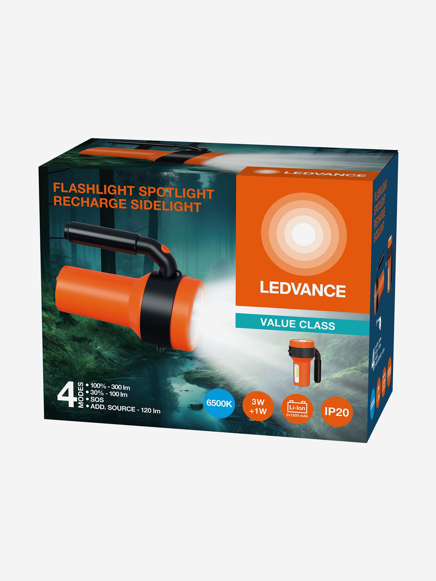

LEDVANCE Светодиодный фонарь с боковой подсветкой, аккумуляторный, Оранжевый