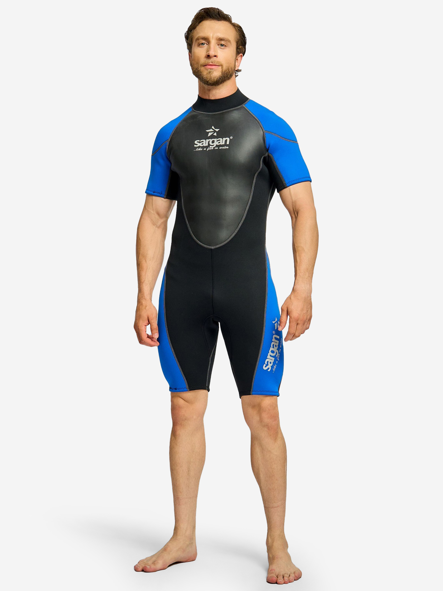 

Гидрокостюм для плавания и водного спорта SARGAN UTRISH SHORTY MEN 3мм, Черный