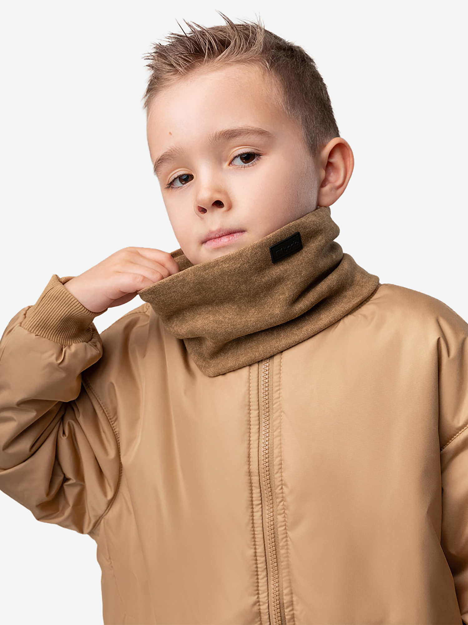 Изображение товара Шарф снуд bodo светло-коричневый для детей и взрослых зимний и демисезонный