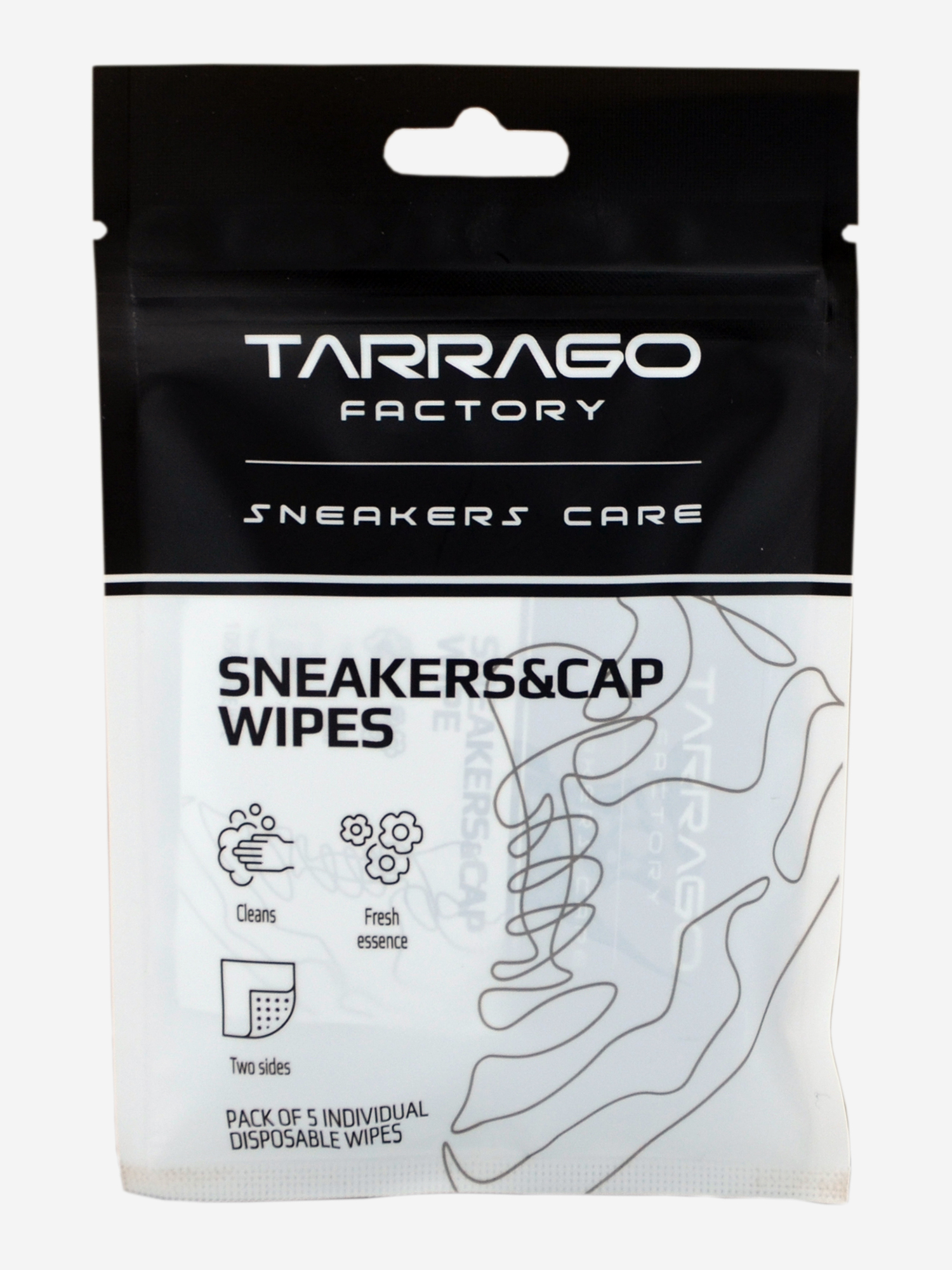 Изображение товара Салфетки Tarrago SNEAKERS & CAP WIPES для гладкой натуральной и синтетической кожи, текстиля и винила, 1*5 шт