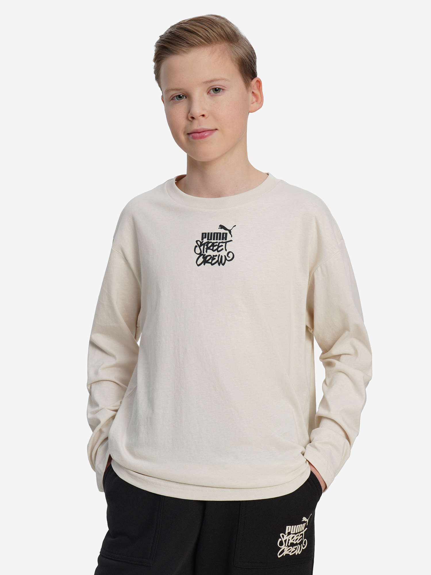 Изображение товара Лонгслив для мальчиков PUMA Mid90 S Sp с длинными рукавами бежевый