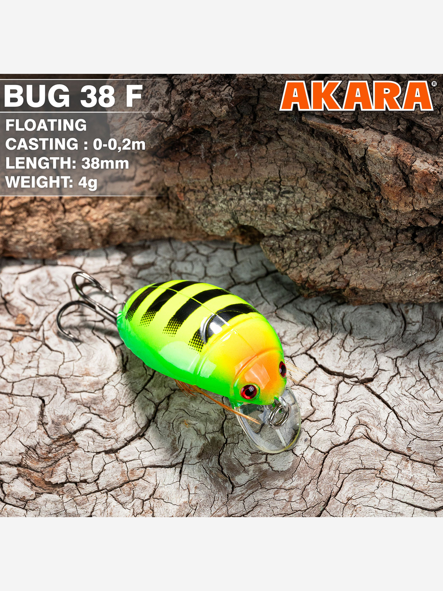 Изображение товара Воблер Akara Bug 38F кренк плавающий жук на голавля, язя, форель 4гр 3