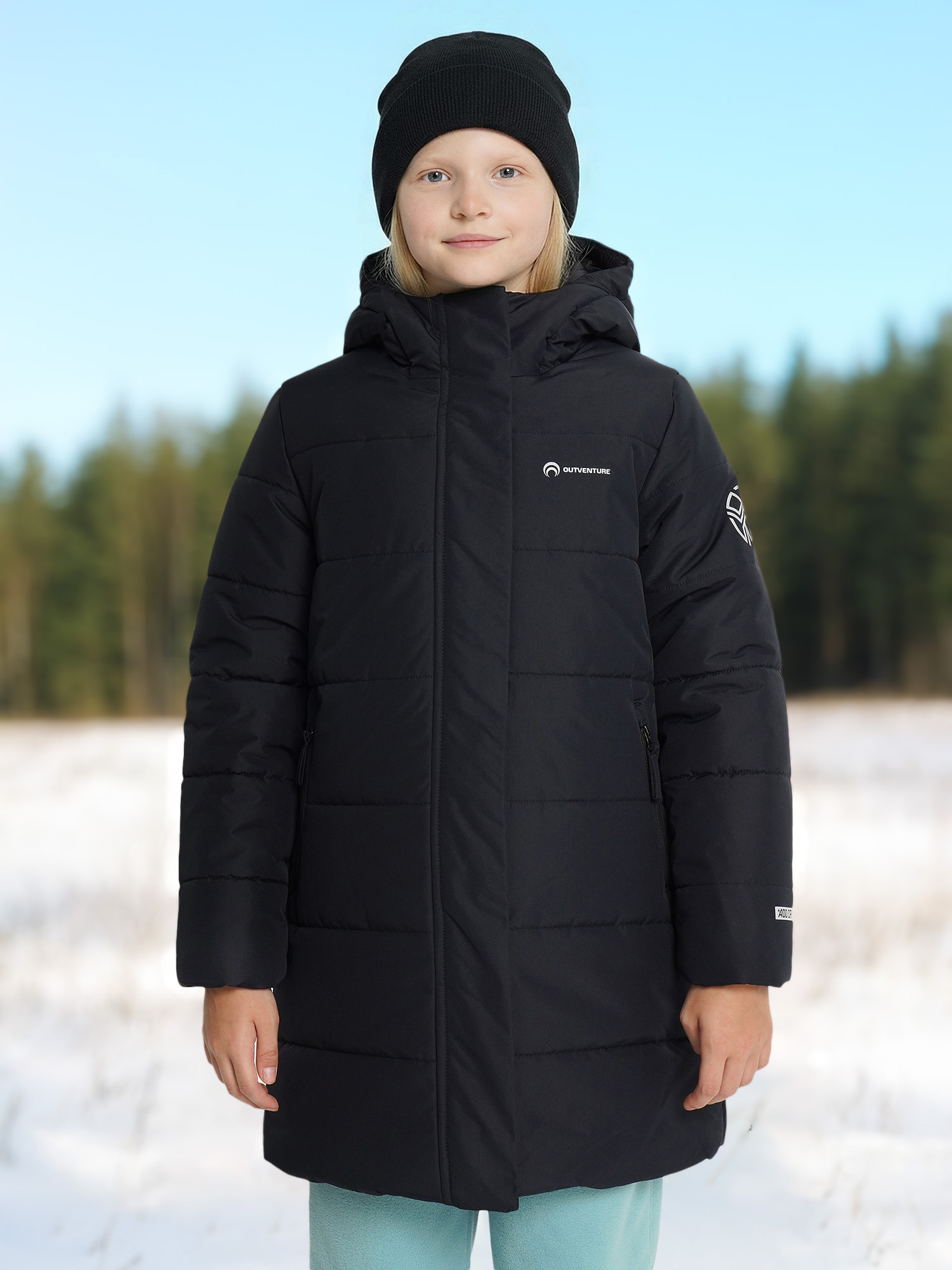 Куртка утепленная для девочек Outventure, черный, арт. 131840