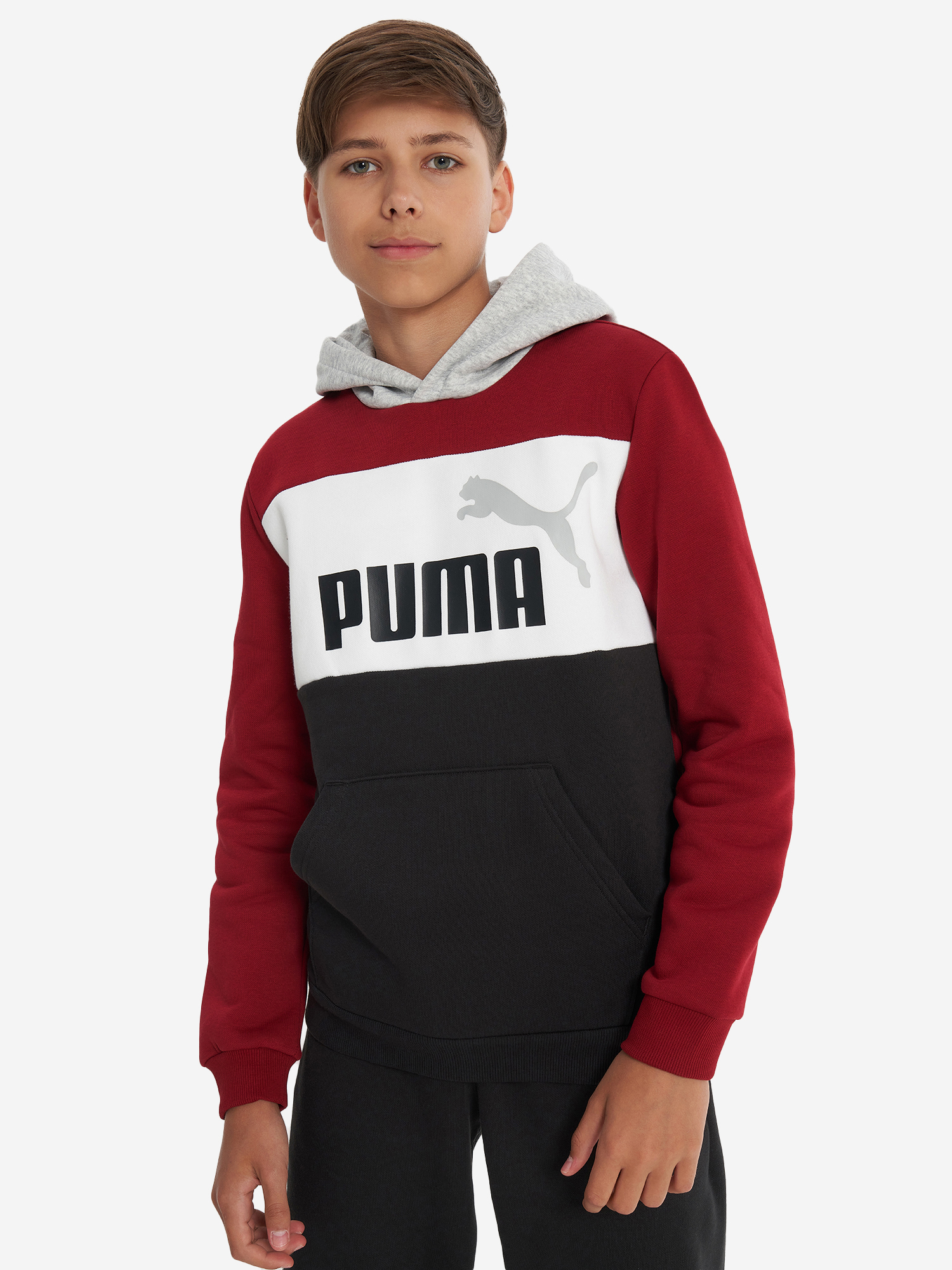 Худи для мальчиков PUMA ESS+ Block, Красный 679717P0P-13, размер RUS 164 - фото 2