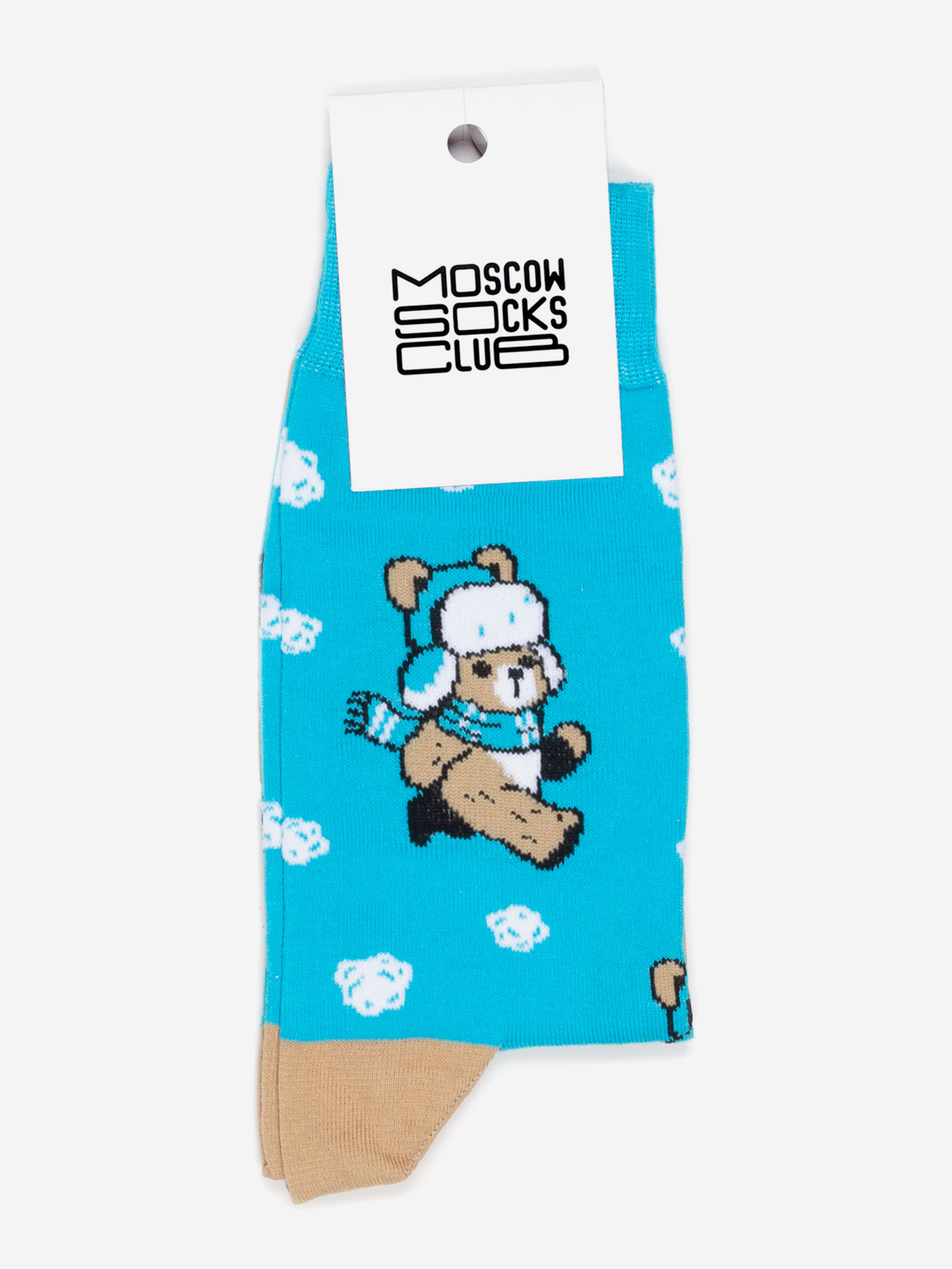 

Носки с рисунками Moscowsocksclub, Зверята, Мишка, Голубой