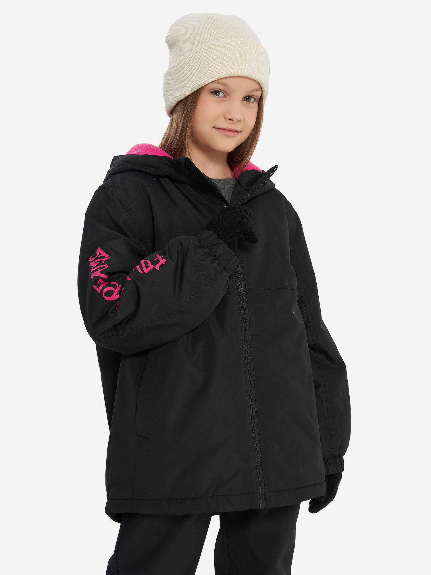 Куртка утепленная GSD для девочек, черный, арт. 34604