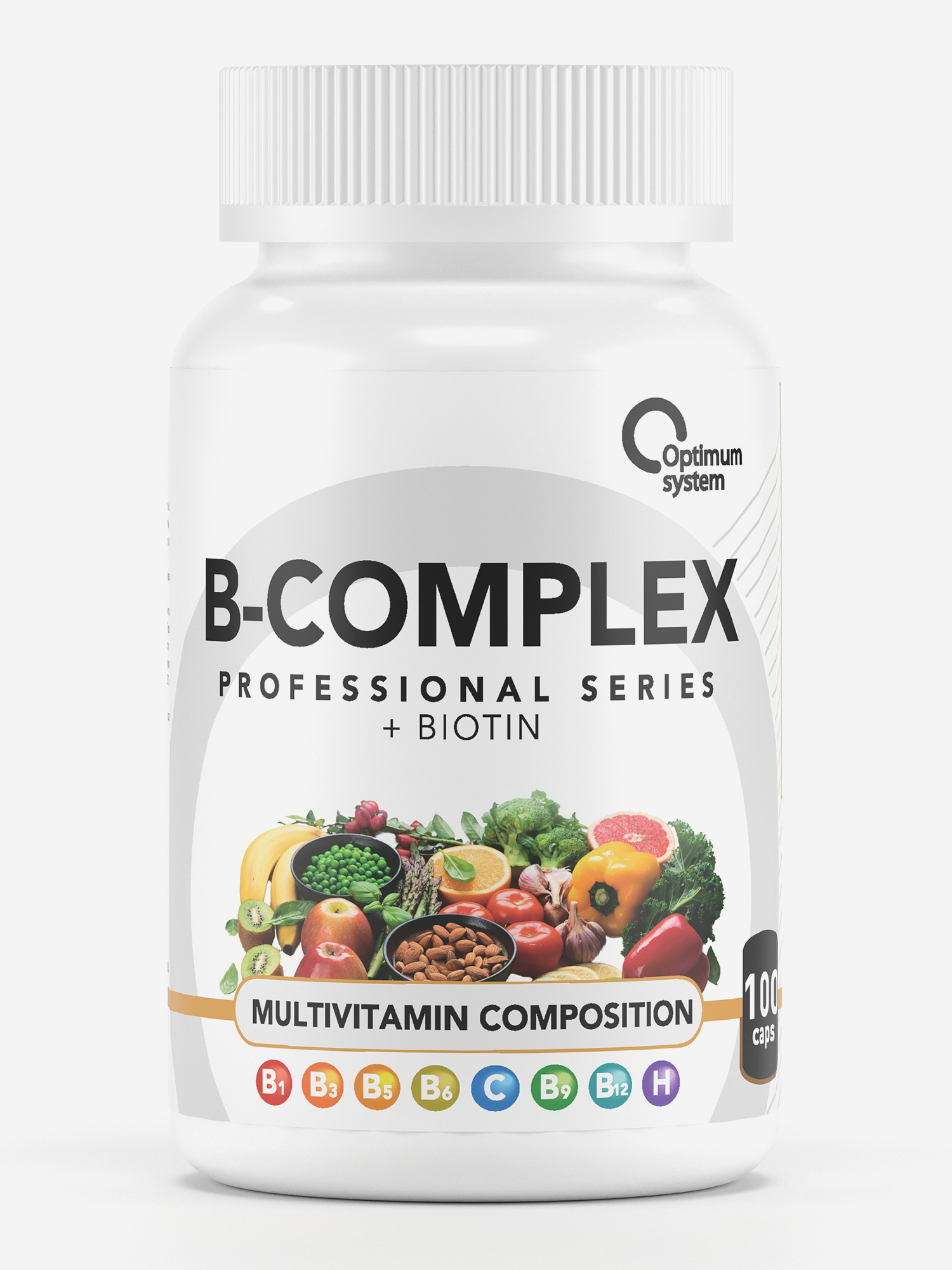 

Комплекс витамина В Optimum System, 90 шт, Белый