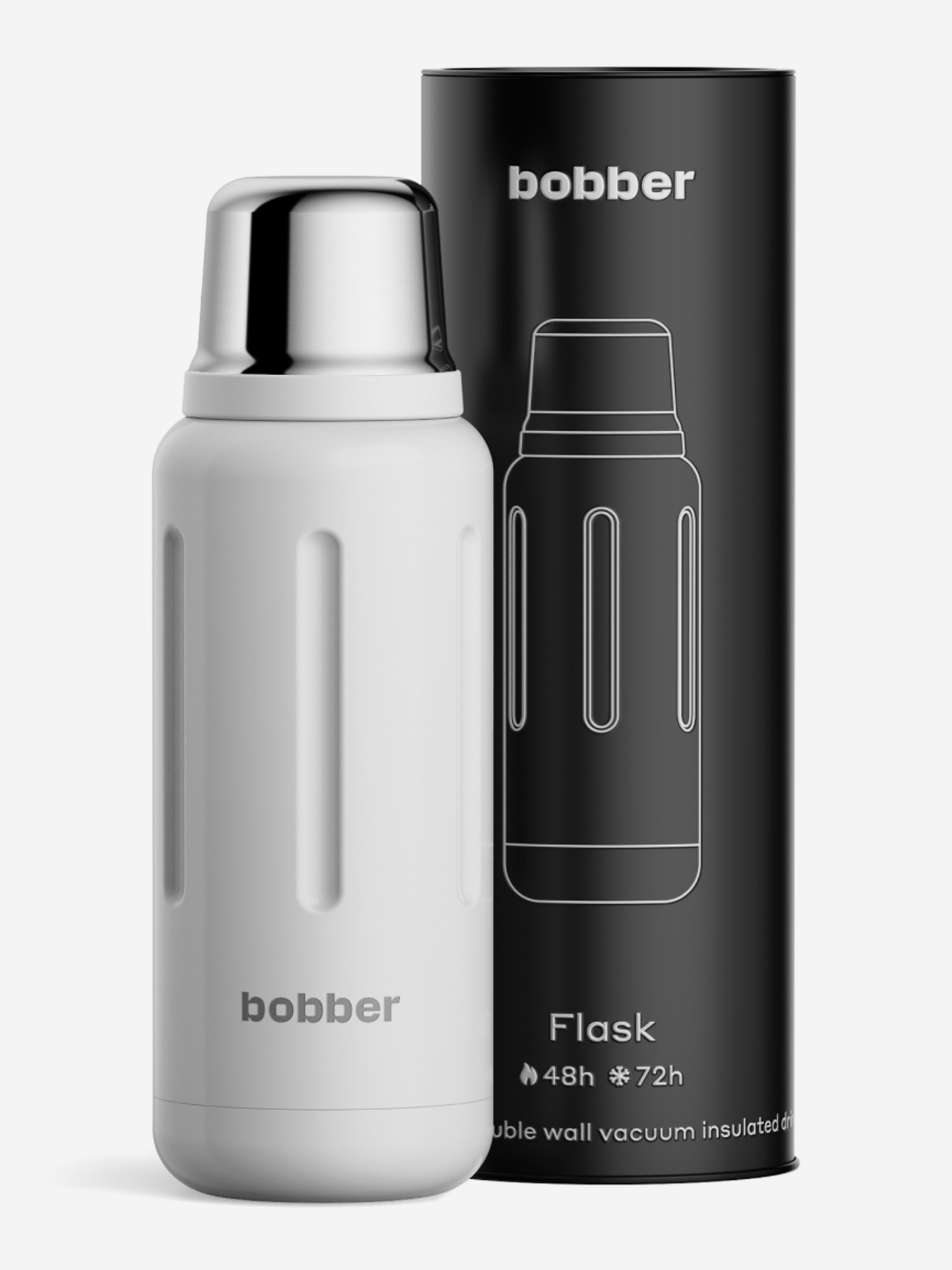 

Термос вакуумный для напитков BOBBER Flask 1 литр, тепло до 48 часов, белый, Белый