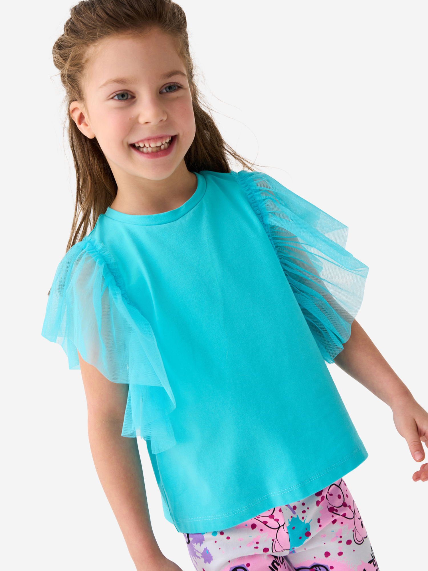 Изображение товара Футболка для девочки PlayToday с коротким рукавом хлопок 95 эластан