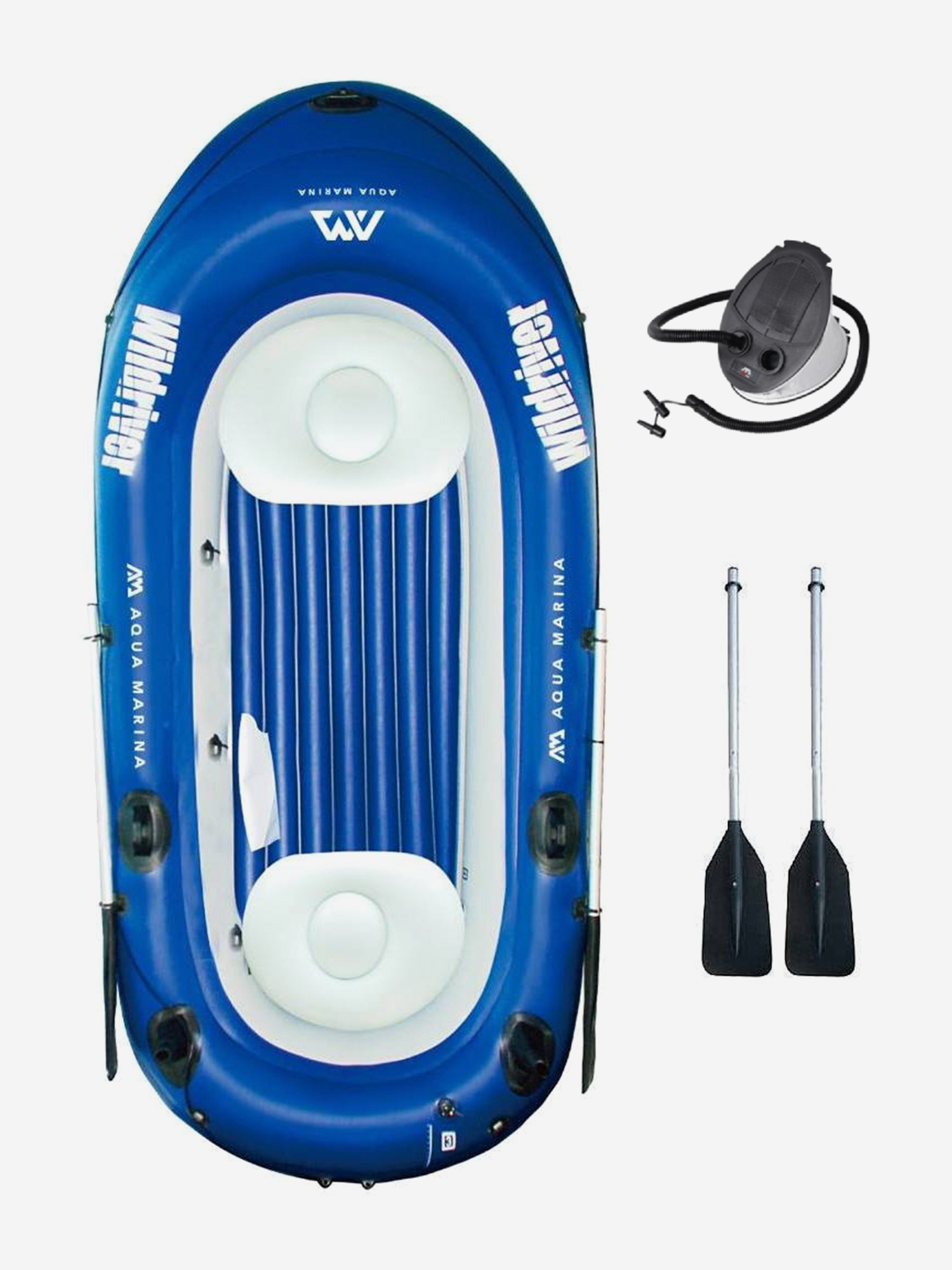 

Лодка надувная Aqua Marina WILDRIVER-88822 с креплением для мотора T-18, Синий