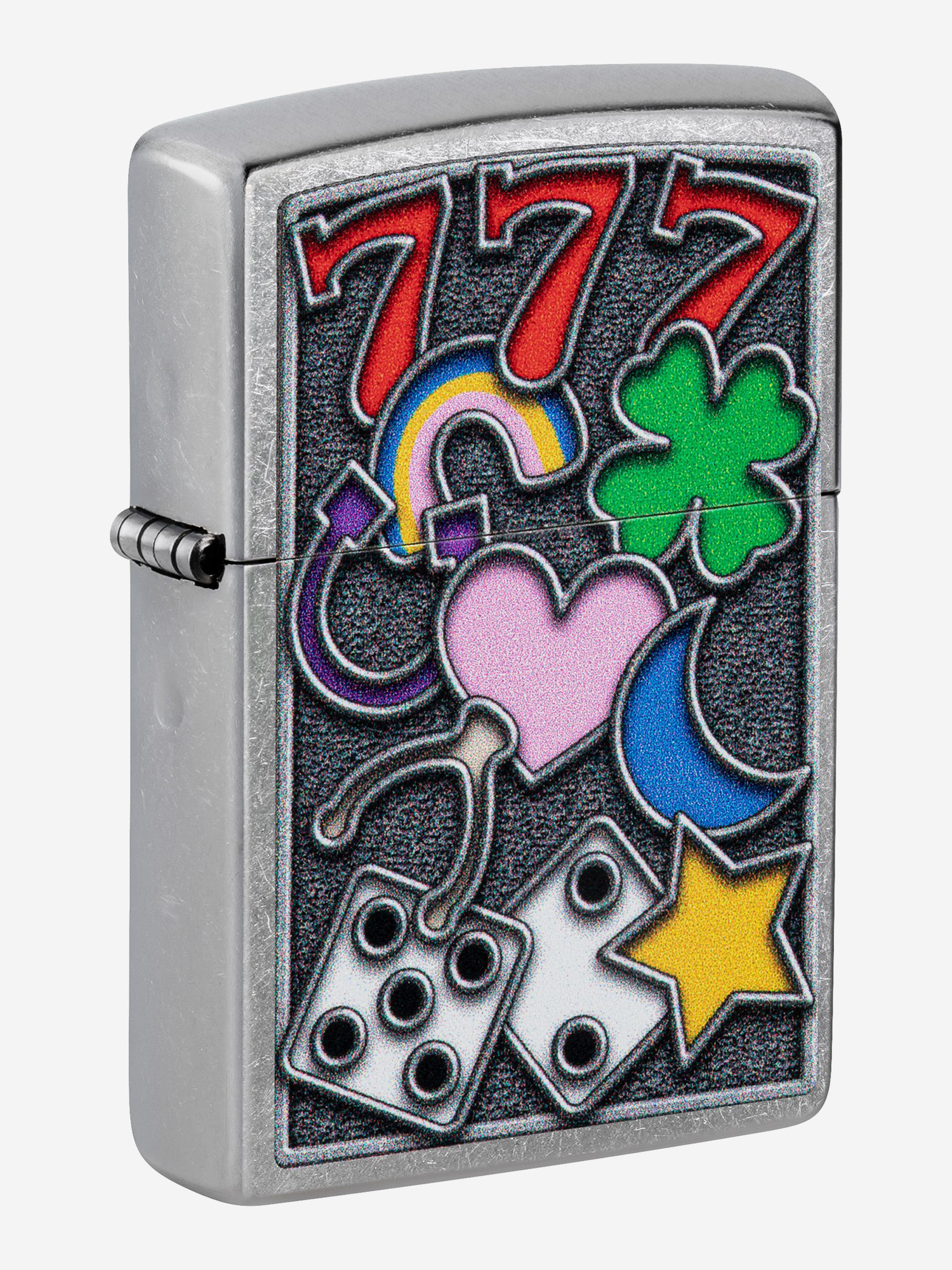 

Зажигалка бензиновая ZIPPO 48682 All Luck, Серебряный