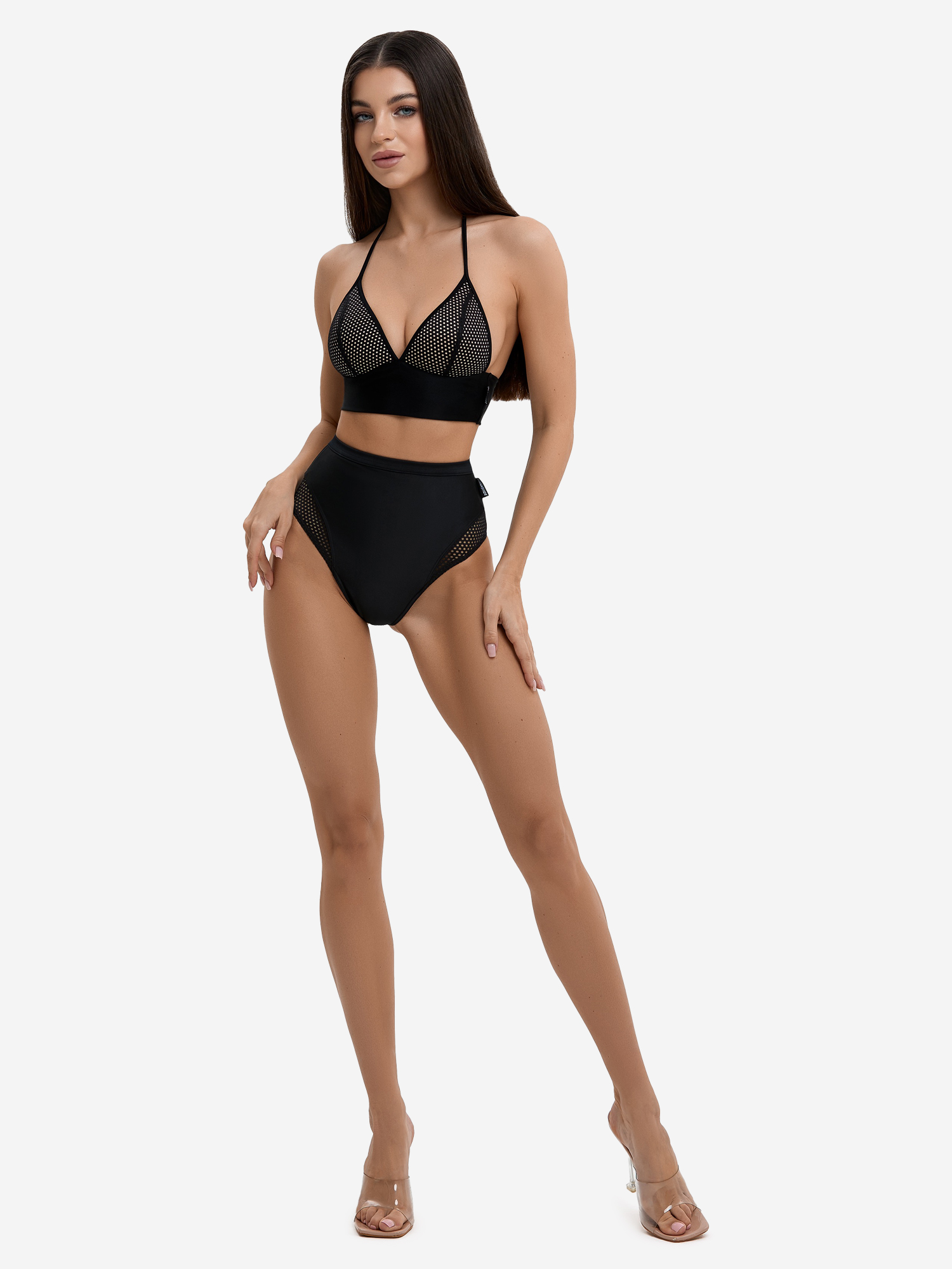 Изображение товара Раздельный женский купальник Bona Fide Monro Swimsuit Black Mesh для пляжа и плавания