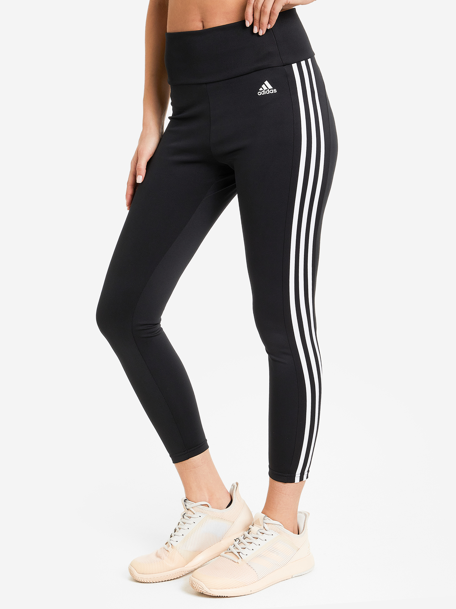 Легинсы женские adidas High Rise 3-Stripes, Черный коврик мат для горячей йоги 173x61x0 2 см adidas hot yoga adyg 10680bk