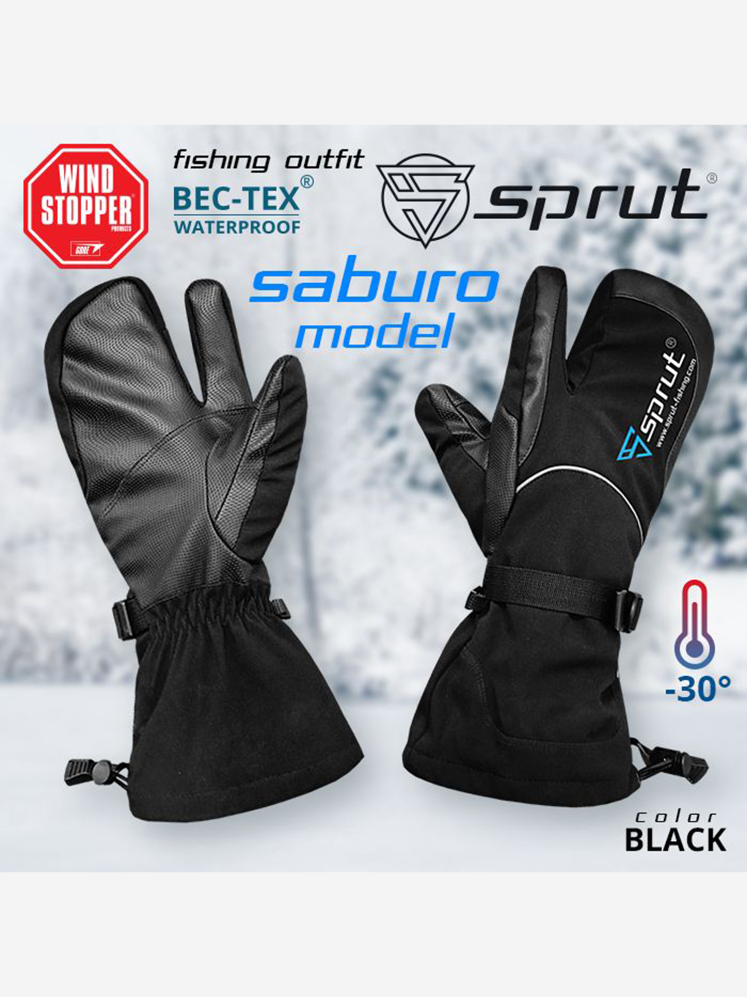 Изображение товара Перчатки Sprut Saburo 3 Finger WS Gloves для рыбалки универсальные демисезонные