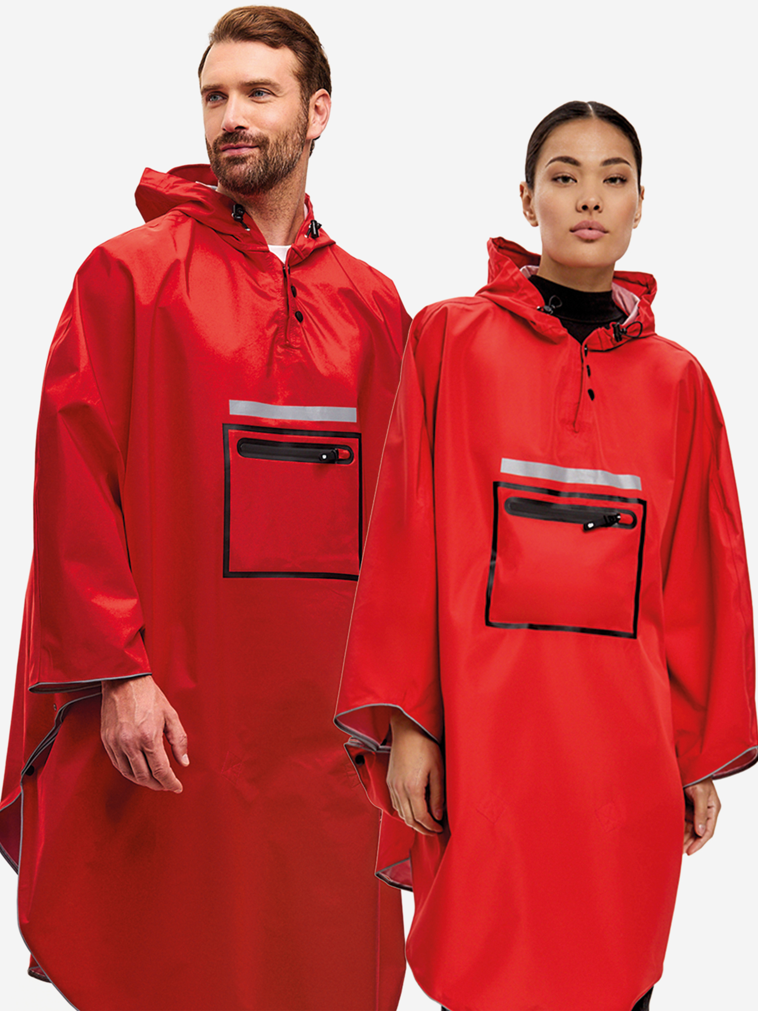 Изображение товара Дождевик плащ пончо унисекс Reinar Gamp с капюшоном демисезонный, Красный