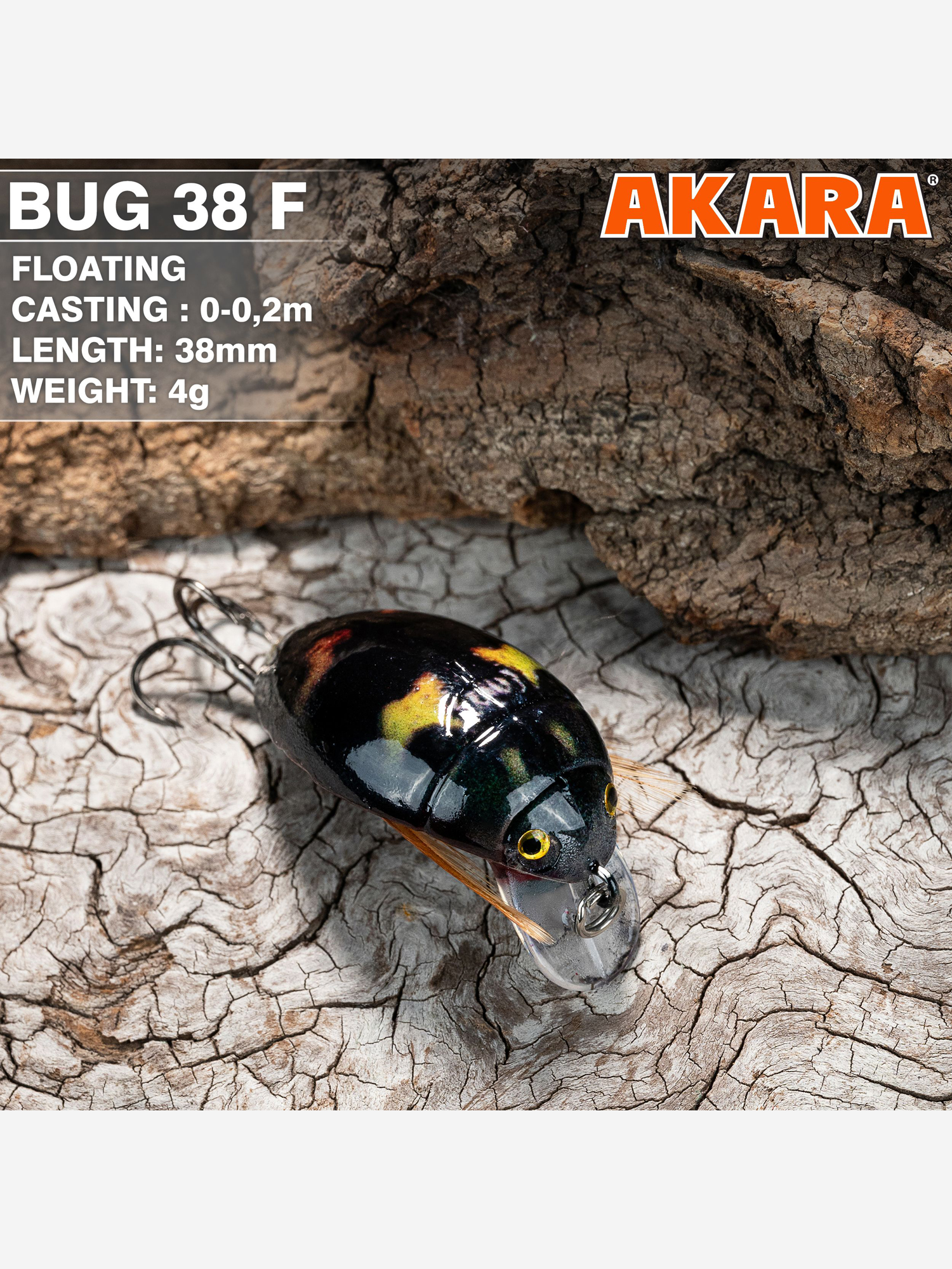 Изображение товара Воблер Akara Bug 38F кренк плавающий жук на голавля, язя, форель 4гр 13