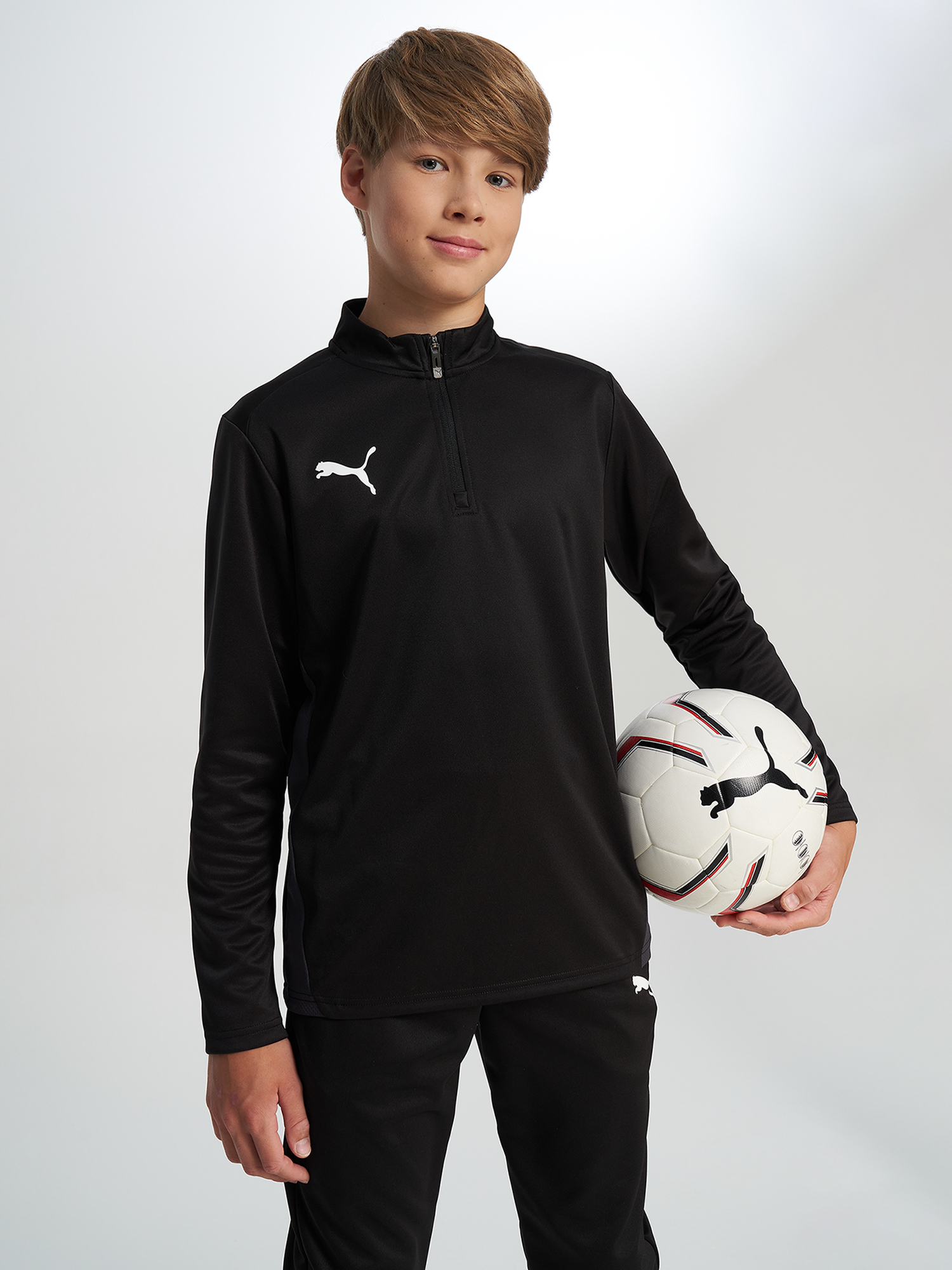 Изображение товара Джемпер футбольный для мальчиков PUMA TeamGoal с молнией ¾ всесезонный