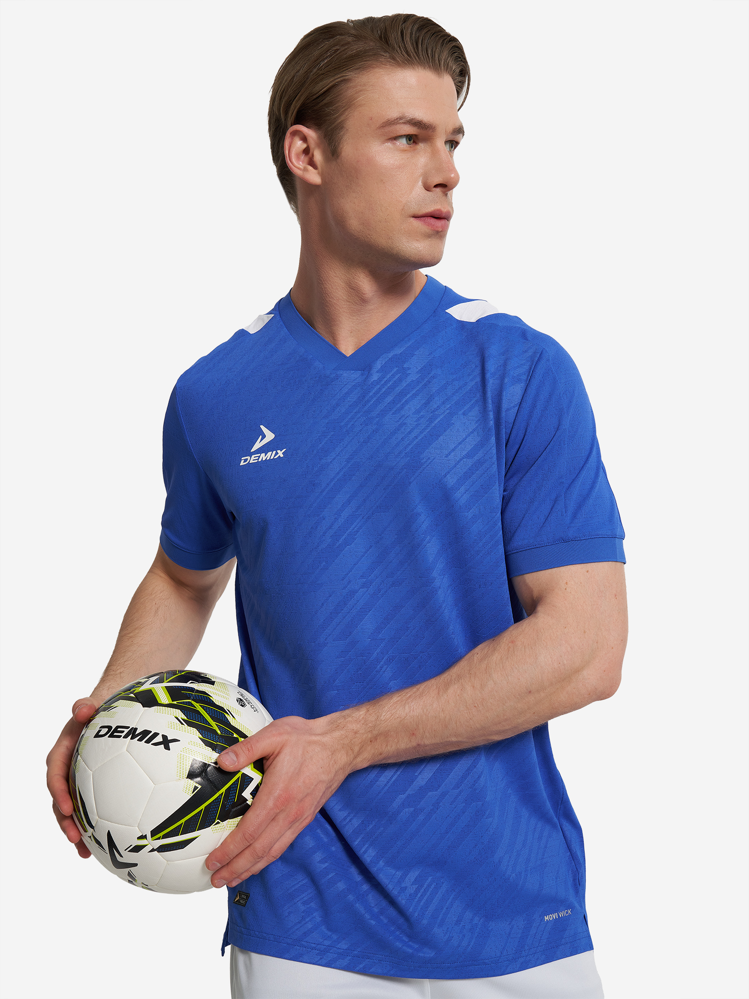 Изображение товара Мужская футболка Demix синего цвета для футбола и спорта