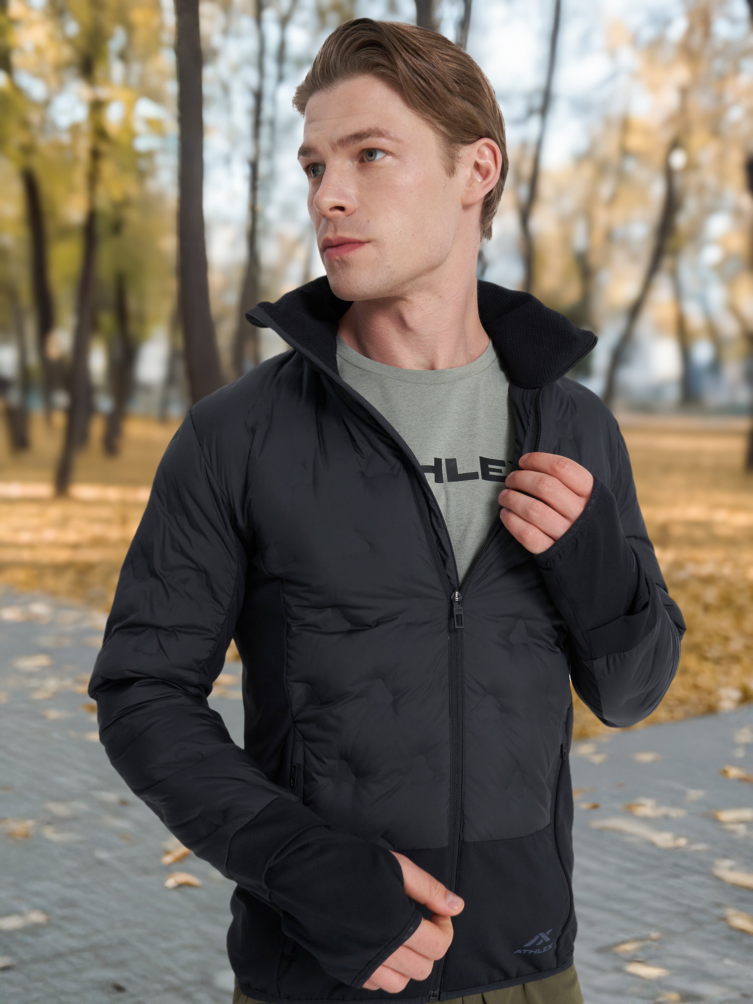 

Беговая куртка с пуховым наполнителем мужская Athlex, Черный