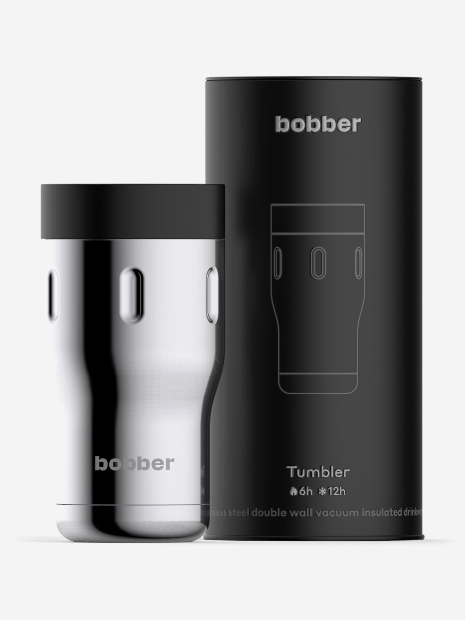 Термокружка вакуумная для напитков Tumbler BOBBER, 350 мл, Серебряный
