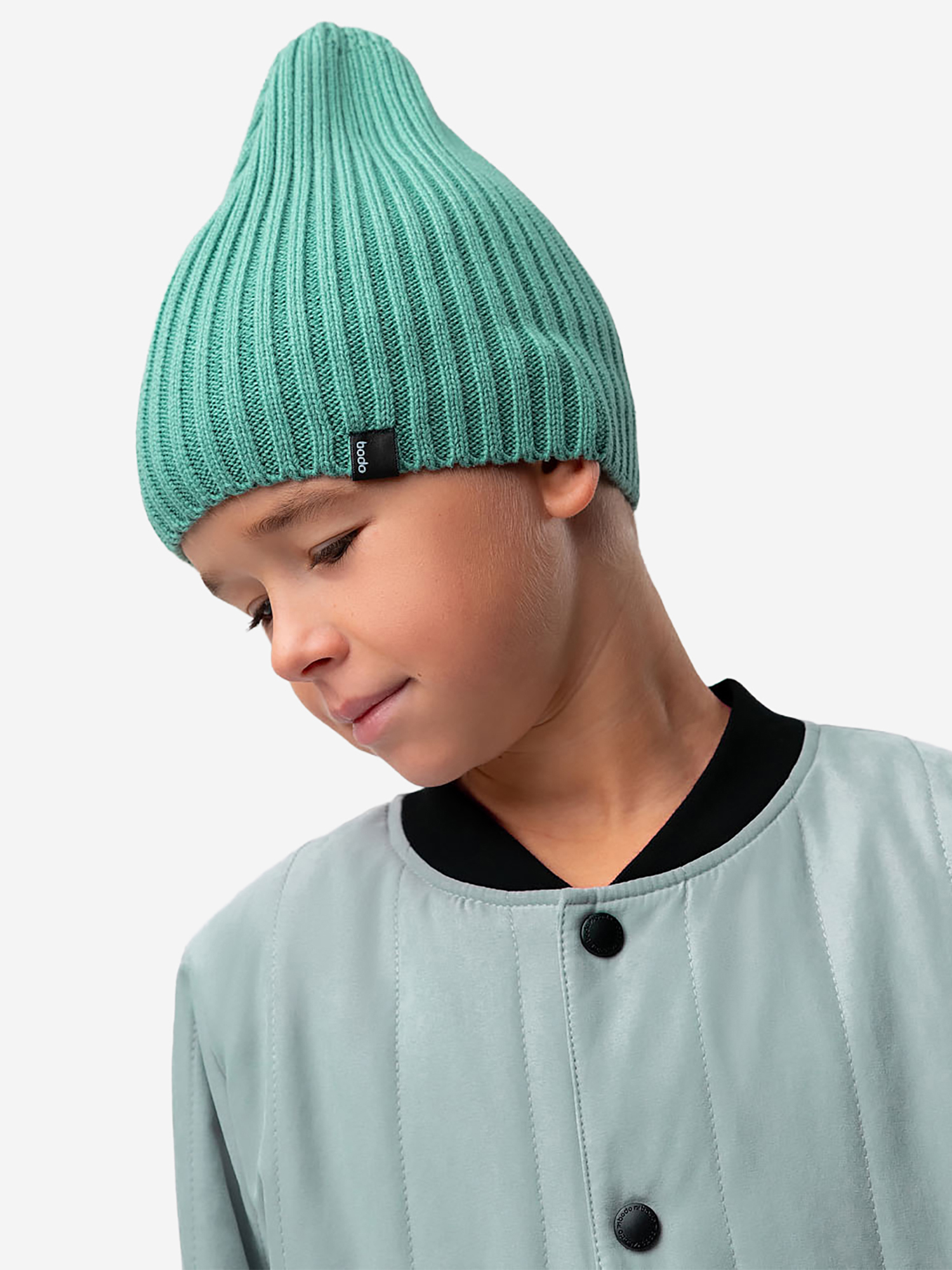 Изображение товара Вязаная шапка bodo ментоловая для детей