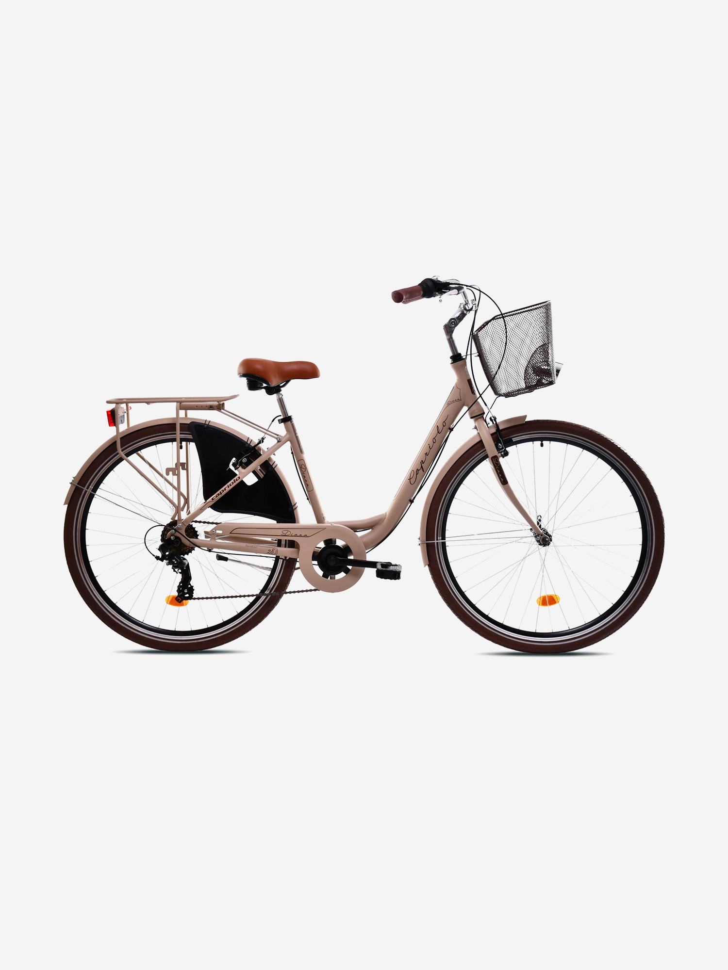 

Велосипед CAPRIOLO CITY DIANA STEEL (1 X 6), рама сталь , колёса 28'' (капучино (матовый) - коричневый), Бежевый