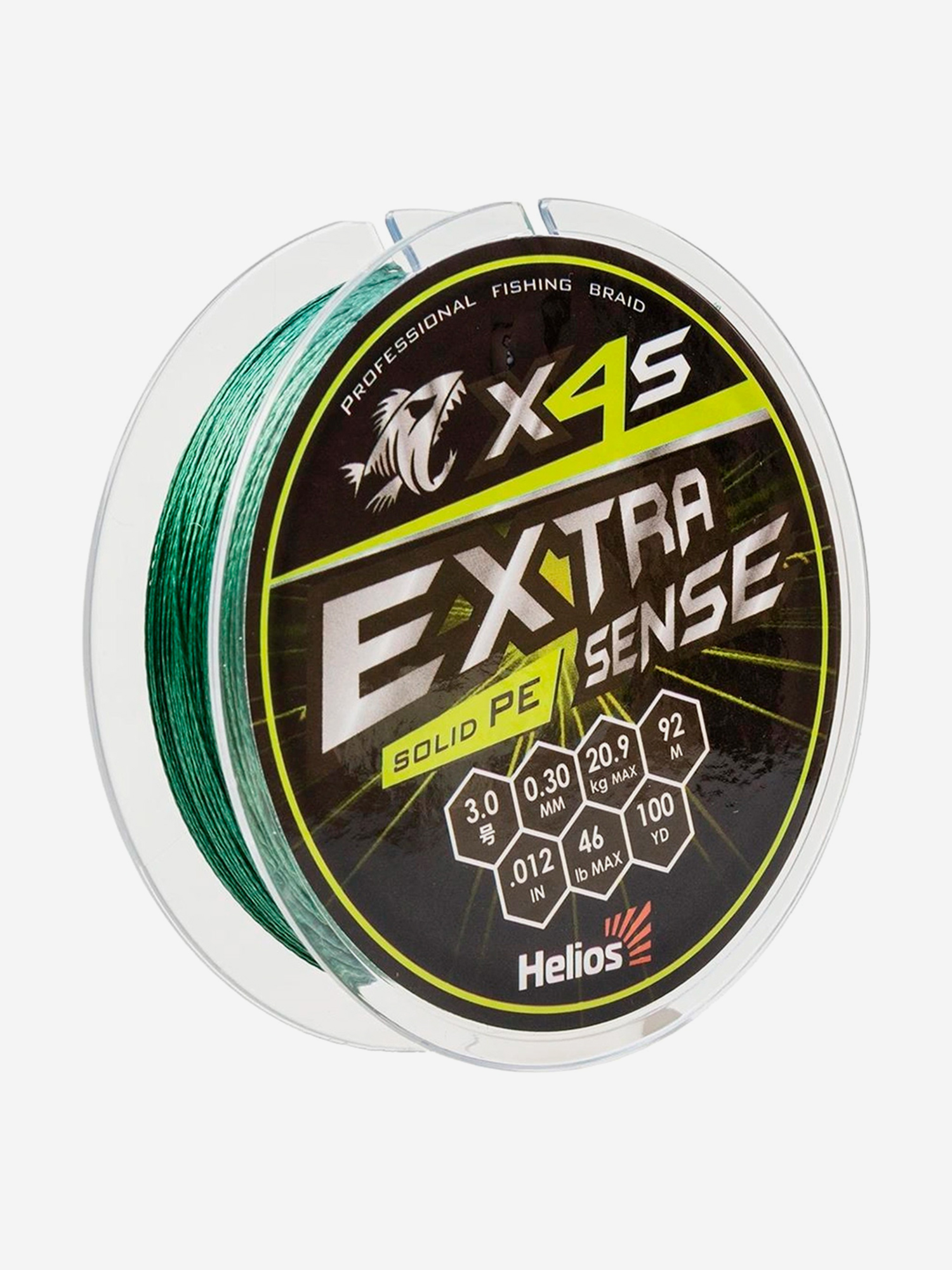 

Шнур плетеный для рыбалки Helios Extrasense X4S PE, 92м, 0,30мм, 20,9кг, зеленый, Зеленый