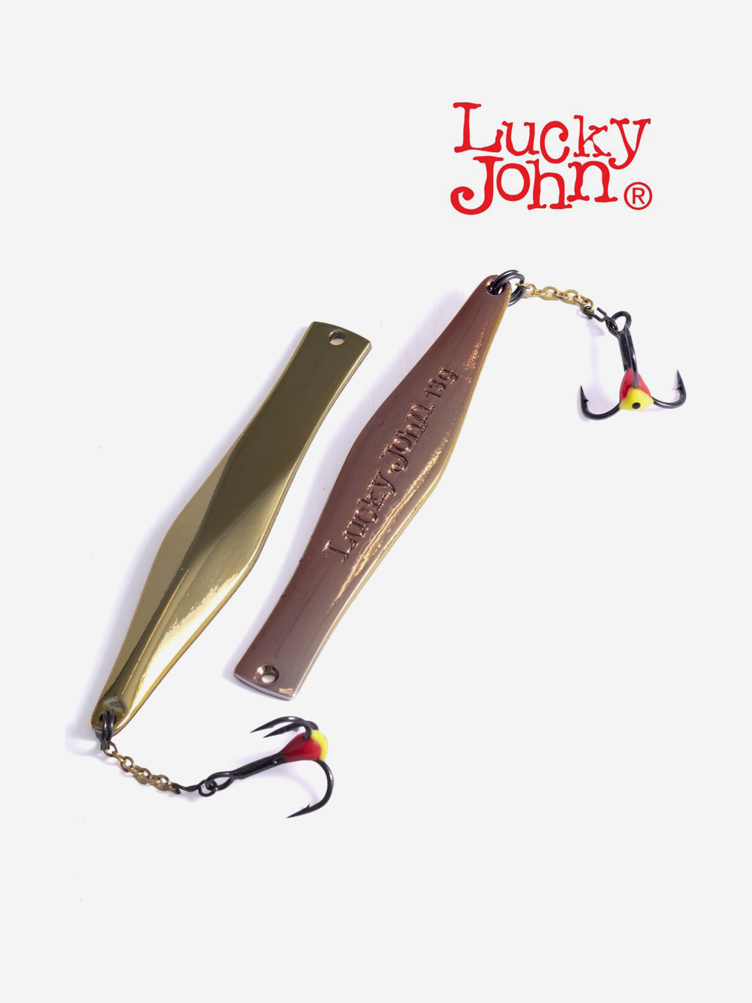 Изображение товара Блесна вертикальная зимняя Lucky John KALOMIES с цепочкой и тройником, длина 75 мм GC, блистер