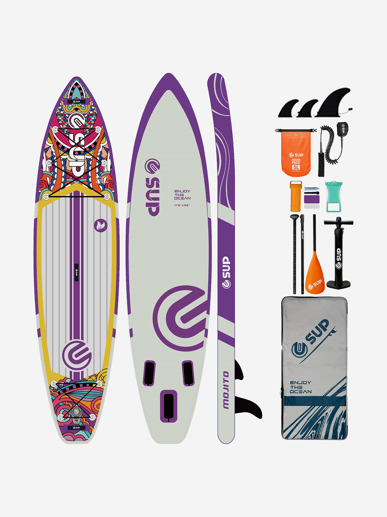 

SUP-доска E-SUP MOJITO, 1, 11'6" 350-81-15 см сапборд, Фиолетовый