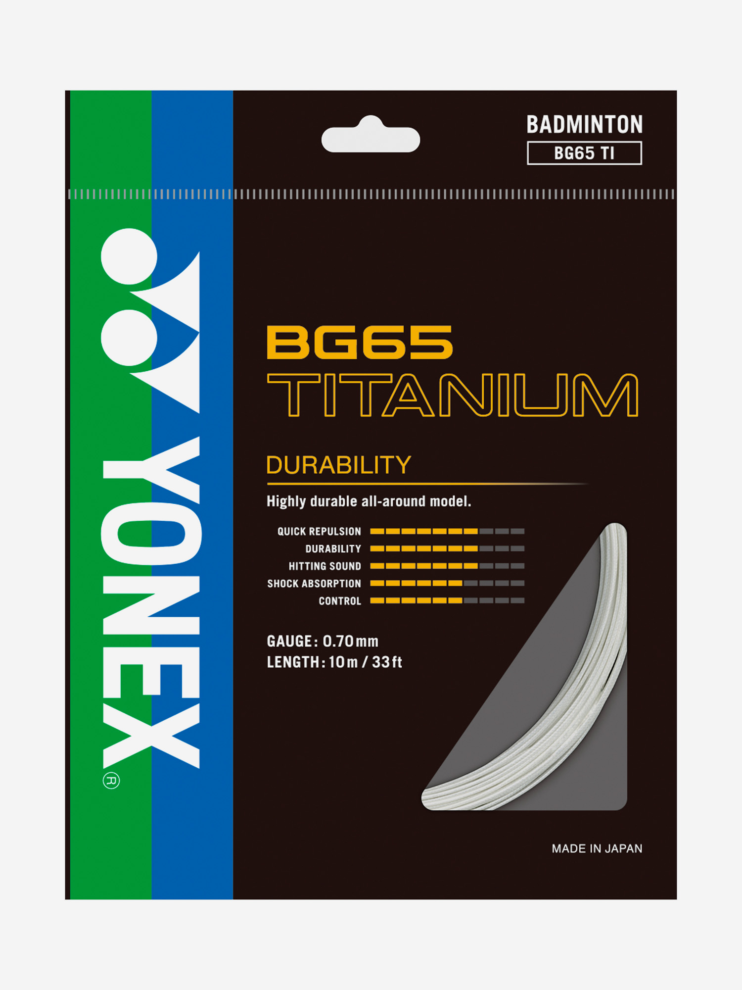 

Струна для бадминтона Yonex BG-65Ti W, 10м., Белый