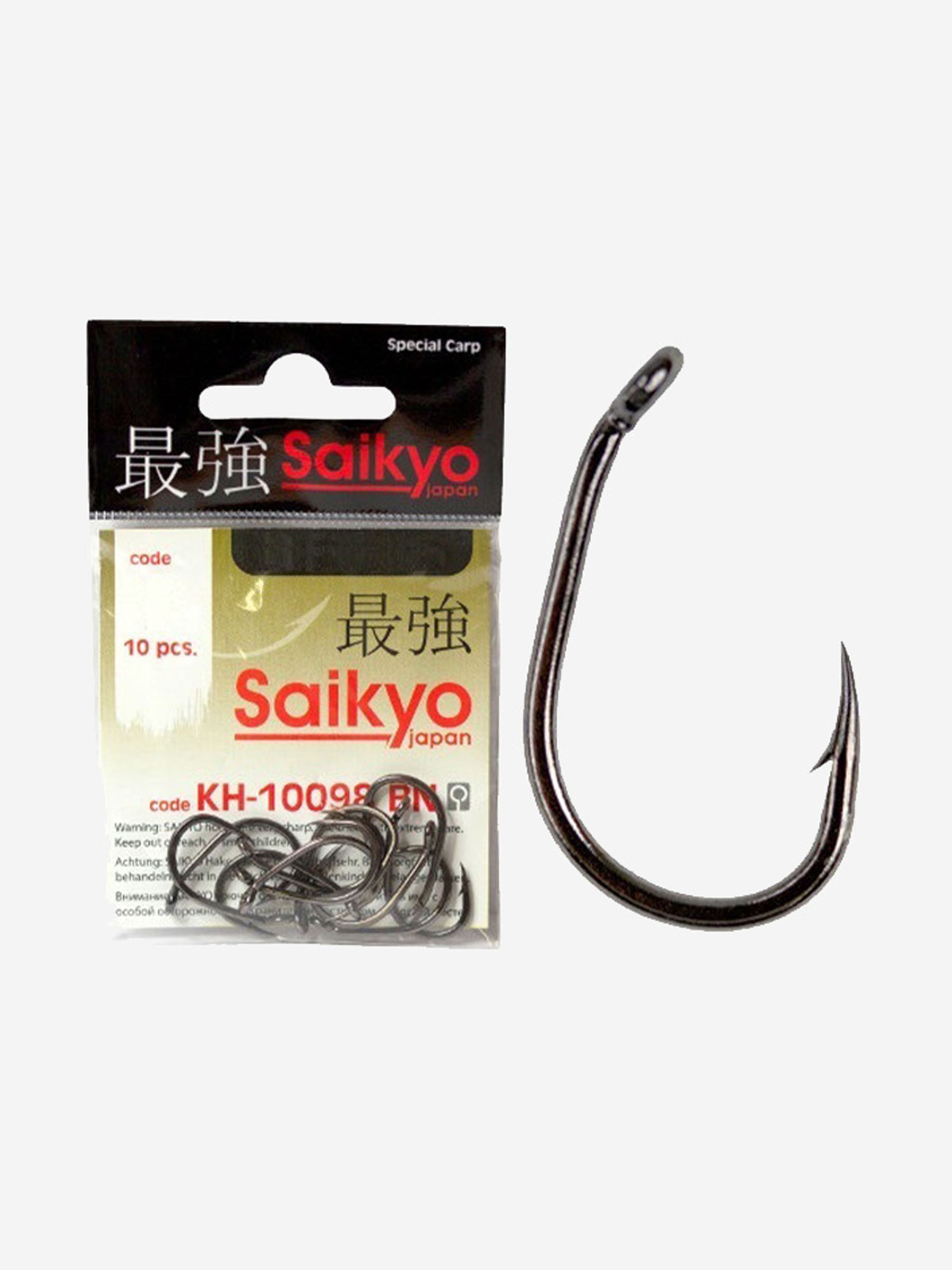 

Крючки для рыбалки одинарные Saikyo KH-10098 Clever Carp BN ( 1 упк. по 10шт.), Черный