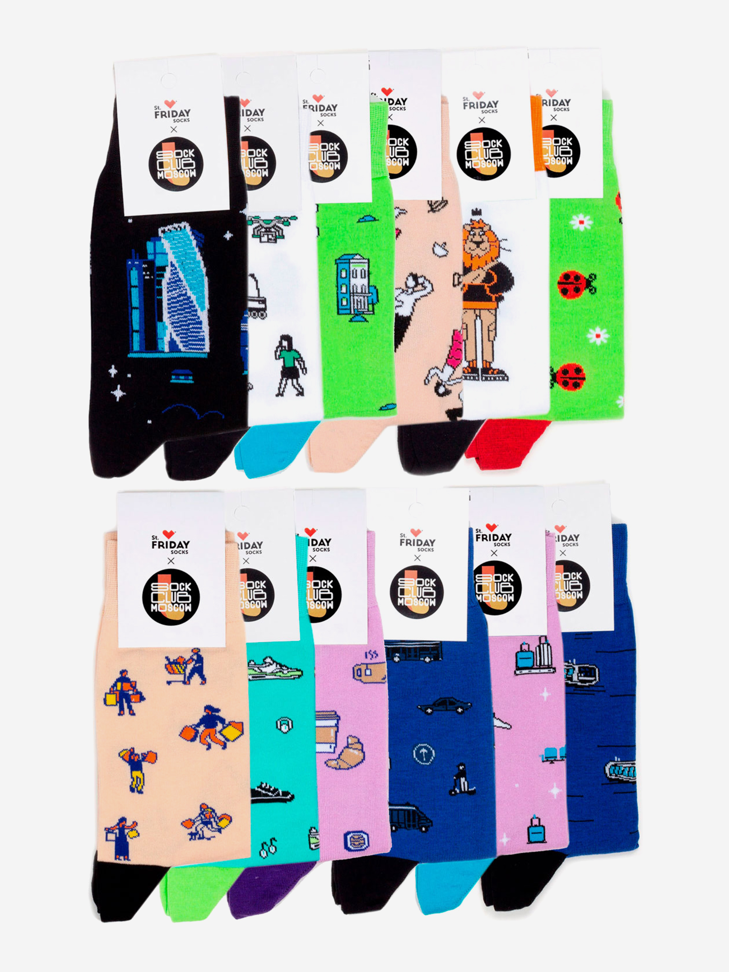 

Комплект носков St.Friday Socks x Sock Club Moscow - 12 пар носков, Черный