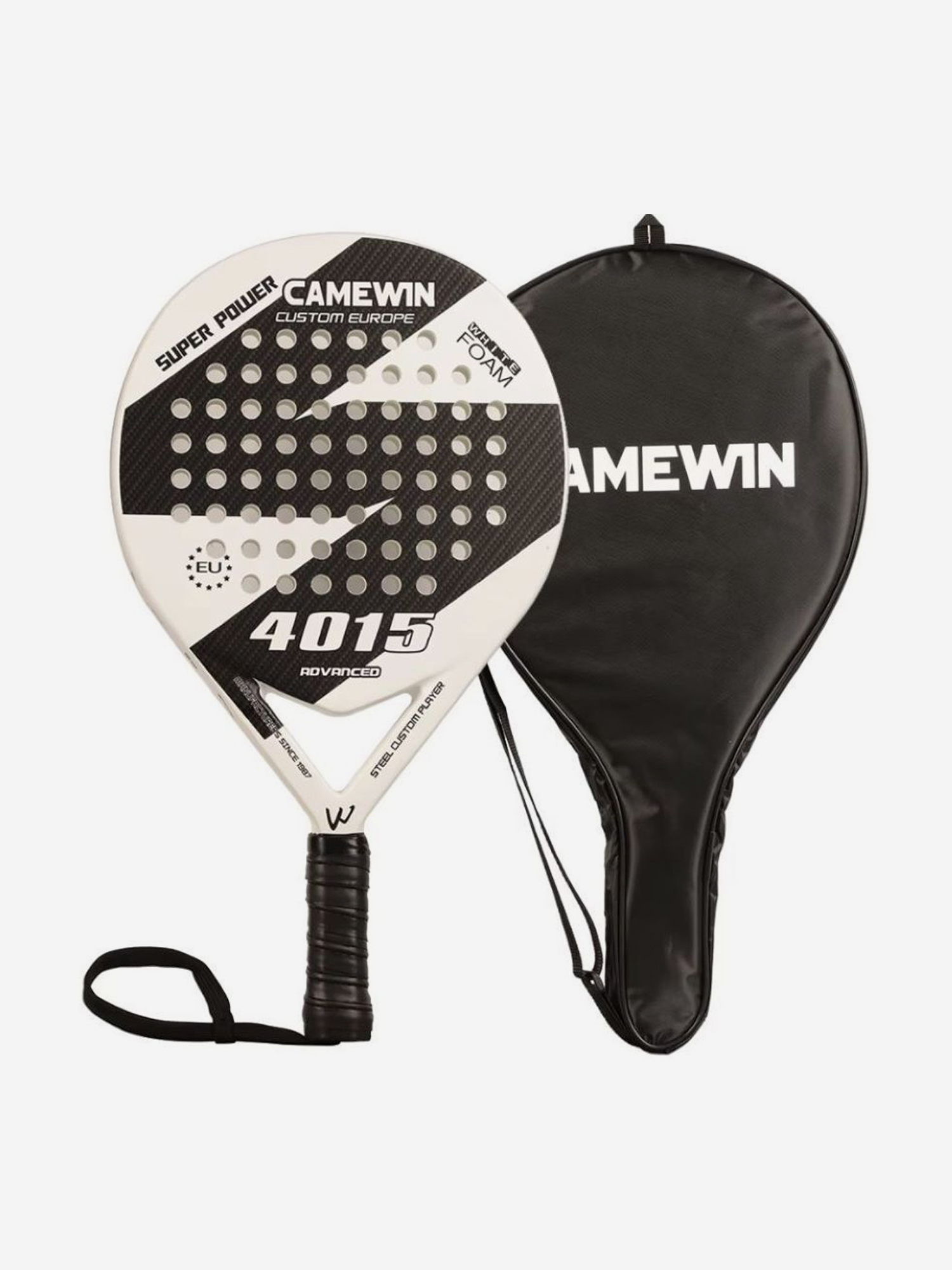

Ракетка для падел-тенниса CAMEWIN Padel 4015 (с чехлом) белый, Белый