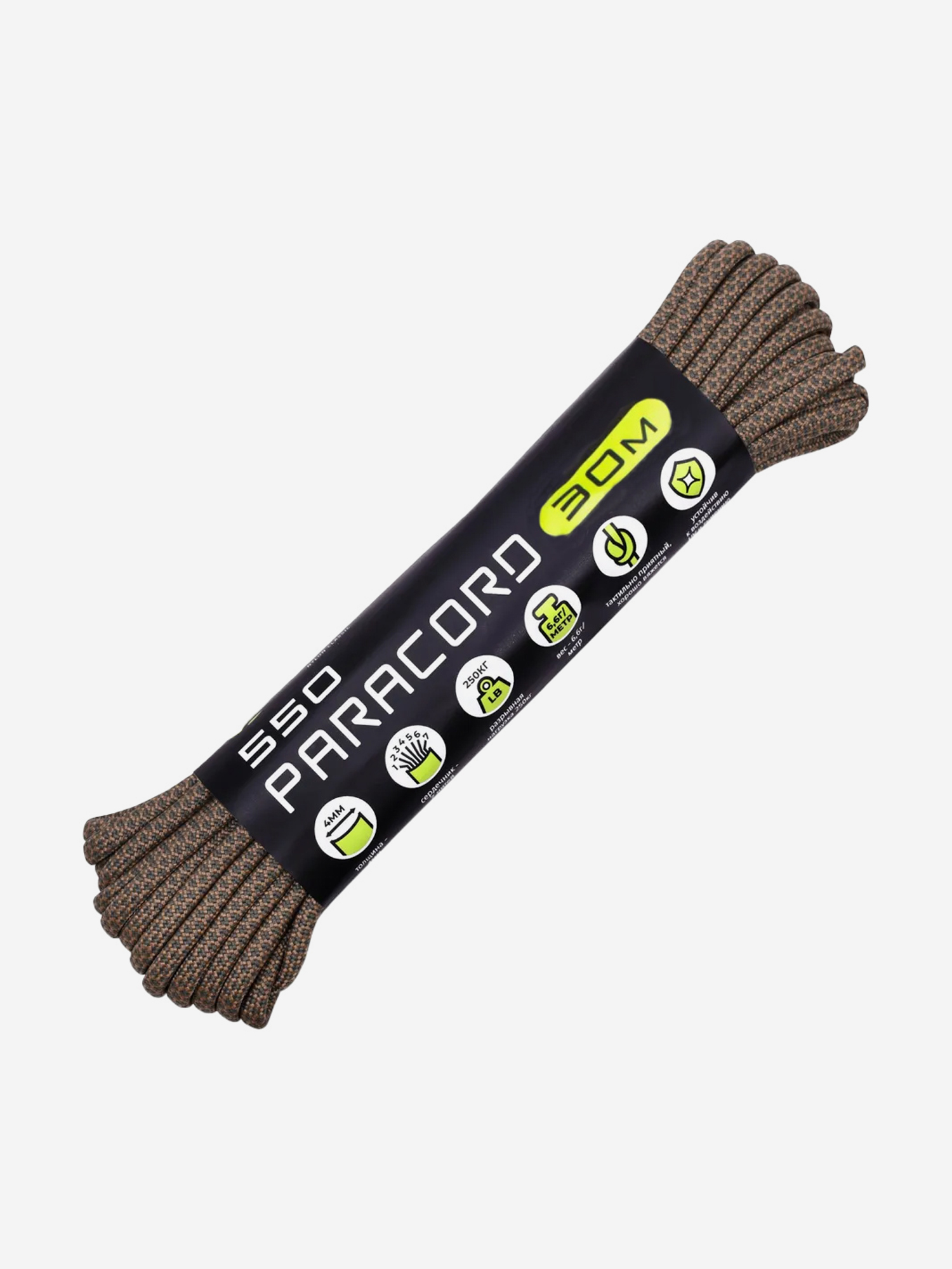 

Паракорд 550 CORD nylon 30м RUS (tactical snake khaki), Зеленый