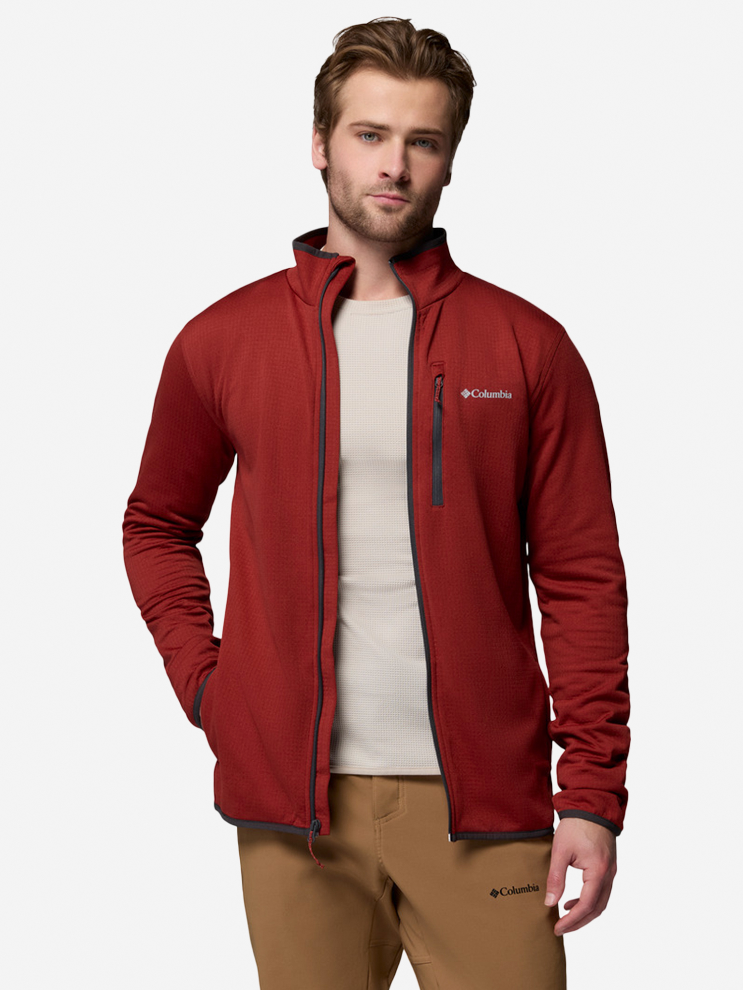 Джемпер флисовый мужской Columbia Essential Hike Grid Fleece Full Zip, Красный
