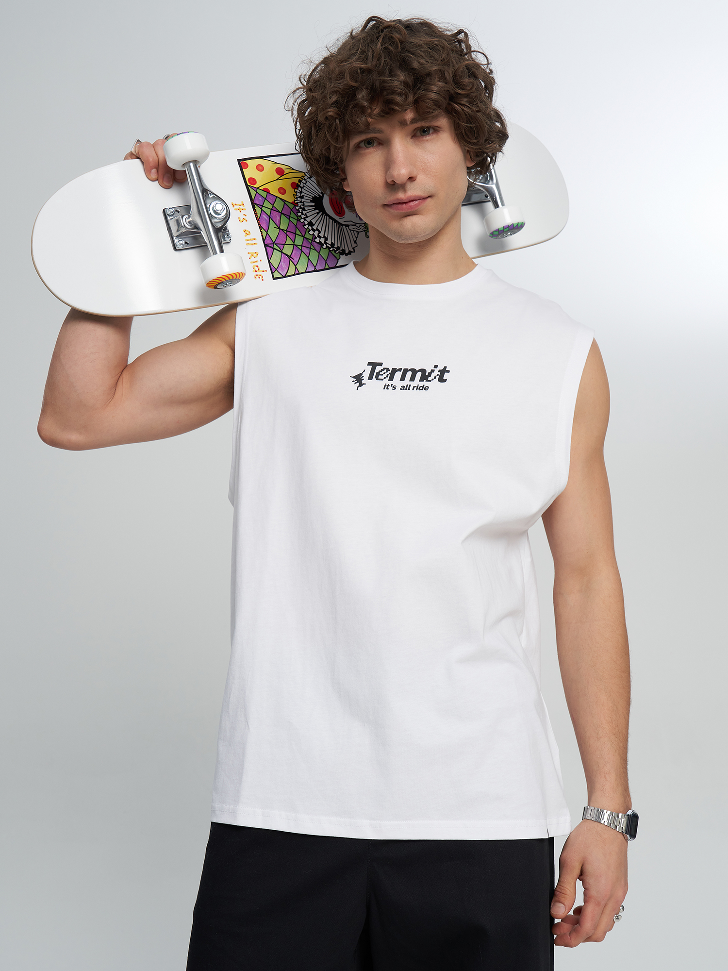 Изображение товара Мужская майка Termit белая свободного кроя из хлопка для спорта