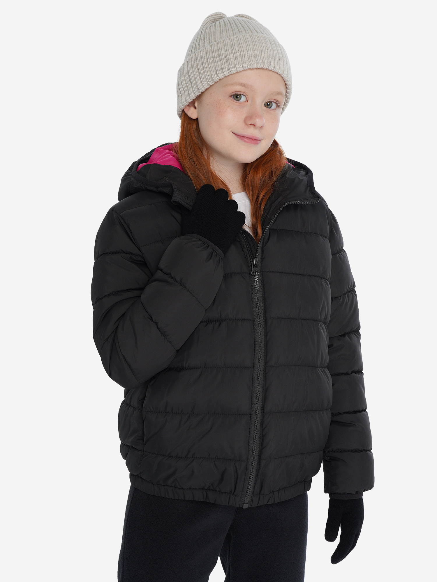 Пуховик GSD для девочек, черный, арт. 34585
