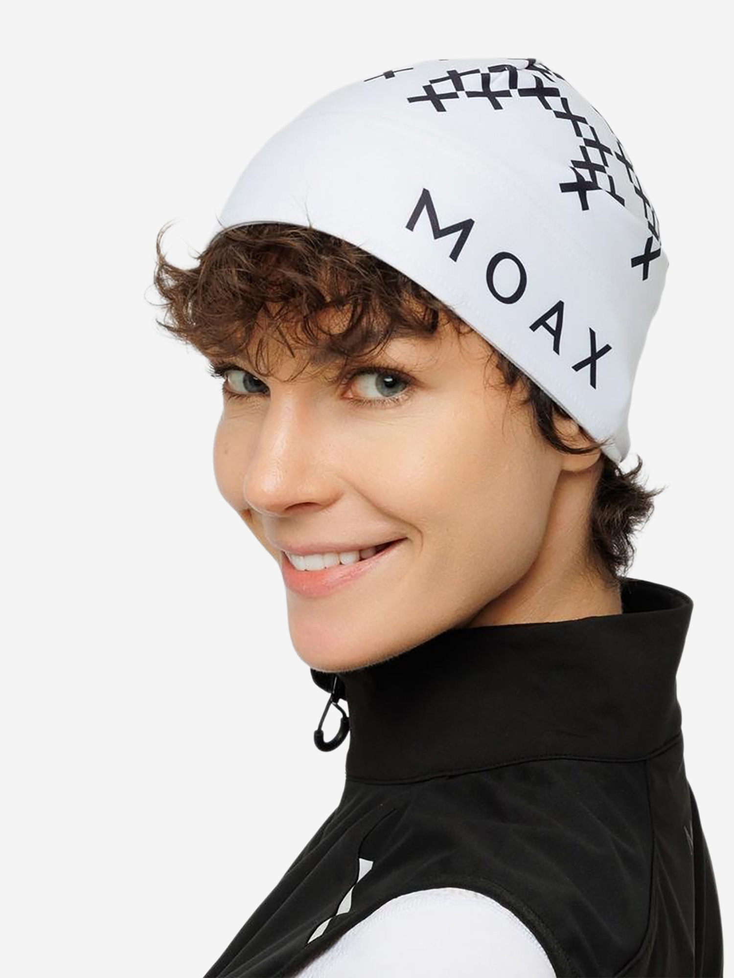 Изображение товара Шапка Moax Race белая с принтом для бега на лыжах зимняя