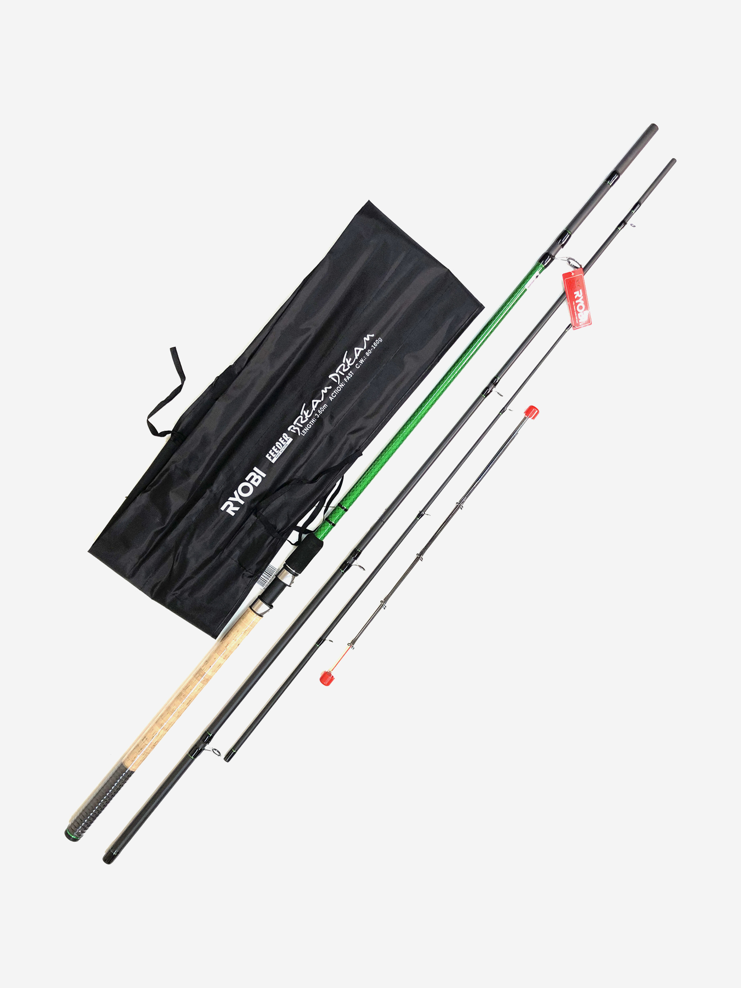 

Удилище фидерное RYOBI BREAM DREAM 3,60m 80-160g IM8, Зеленый