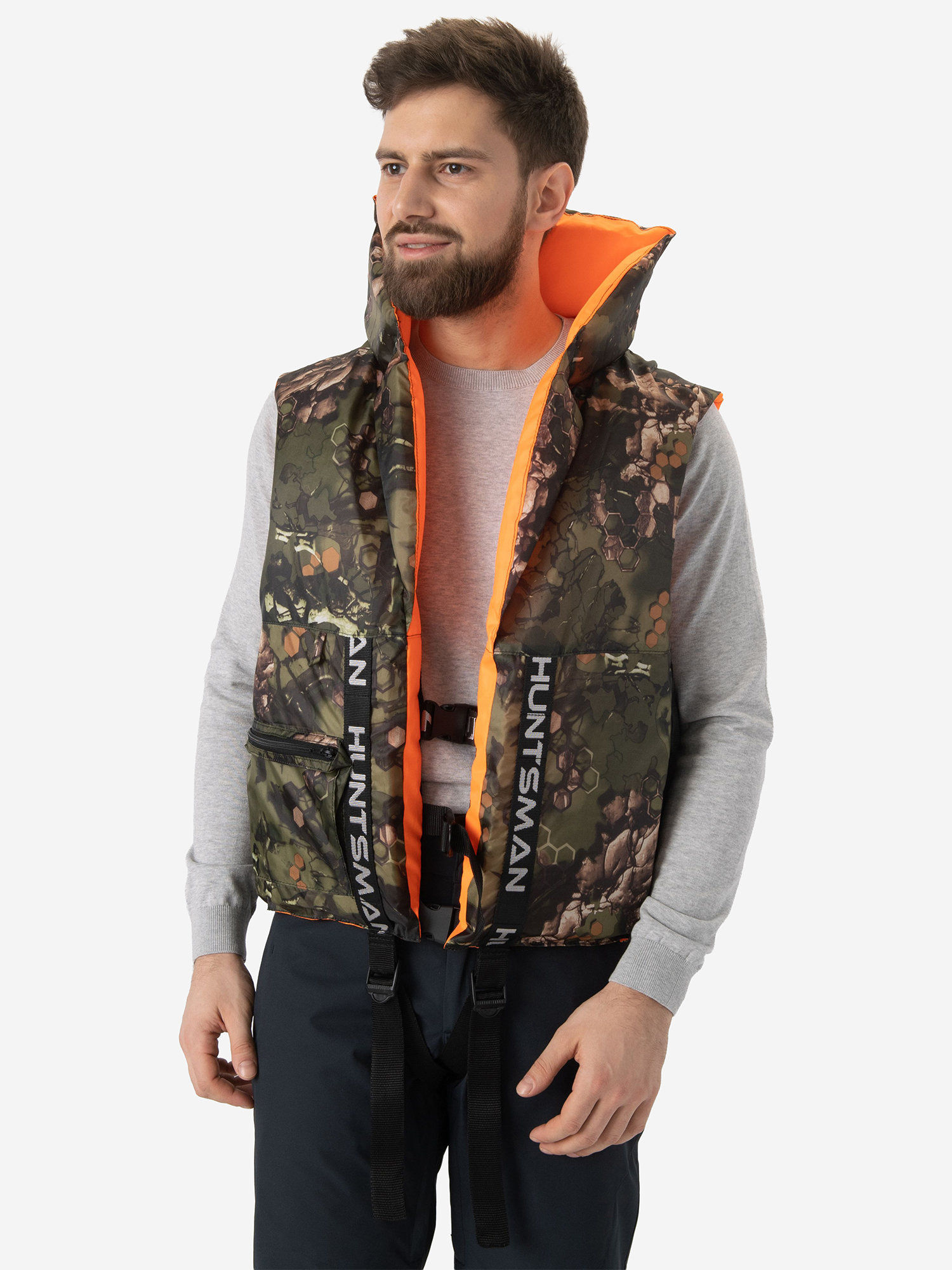 Изображение товара Жилет спасательный HUNTSMAN ПР для рыбалки двусторонний 120 кг