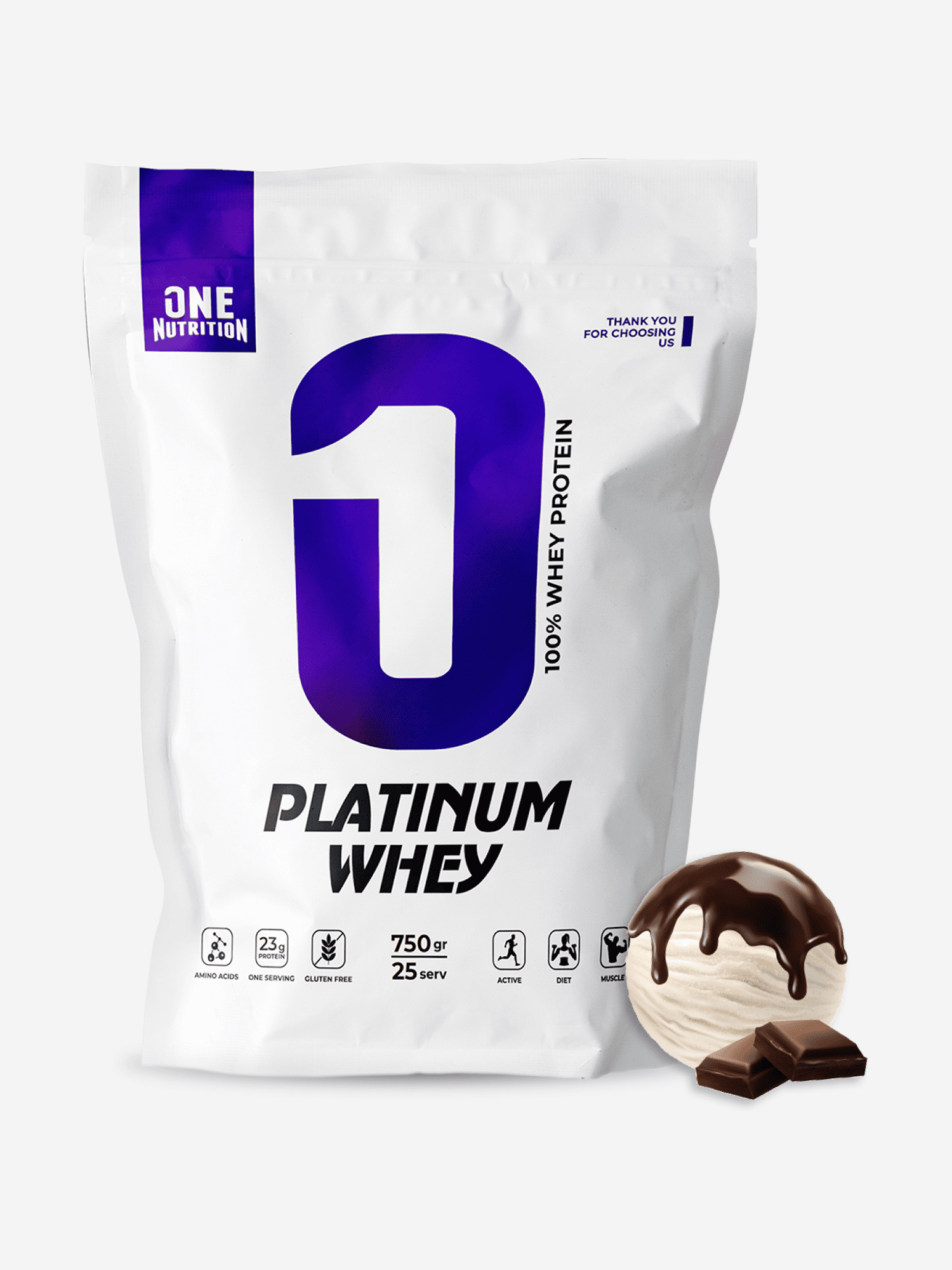   Спортмастер Сывороточный протеин, One Nutrition, 750 г, шоколад, Белый