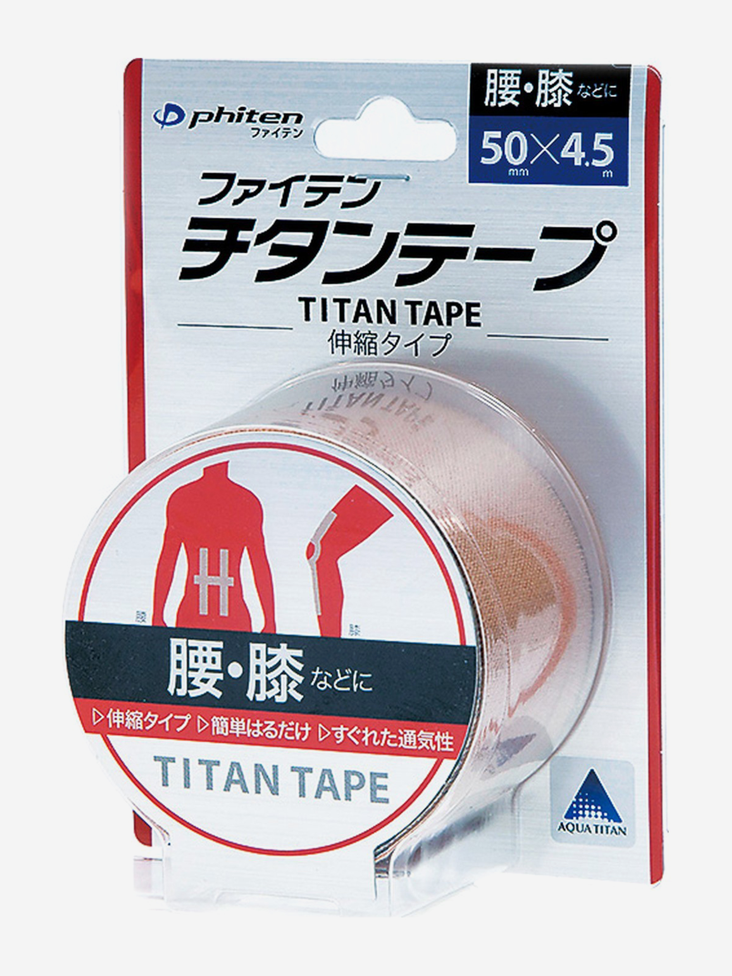 

Кинезио тейп для лица и тела PHITEN TITANIUM TAPE STRETCHED 5см*4,5м, PU710129, Бежевый