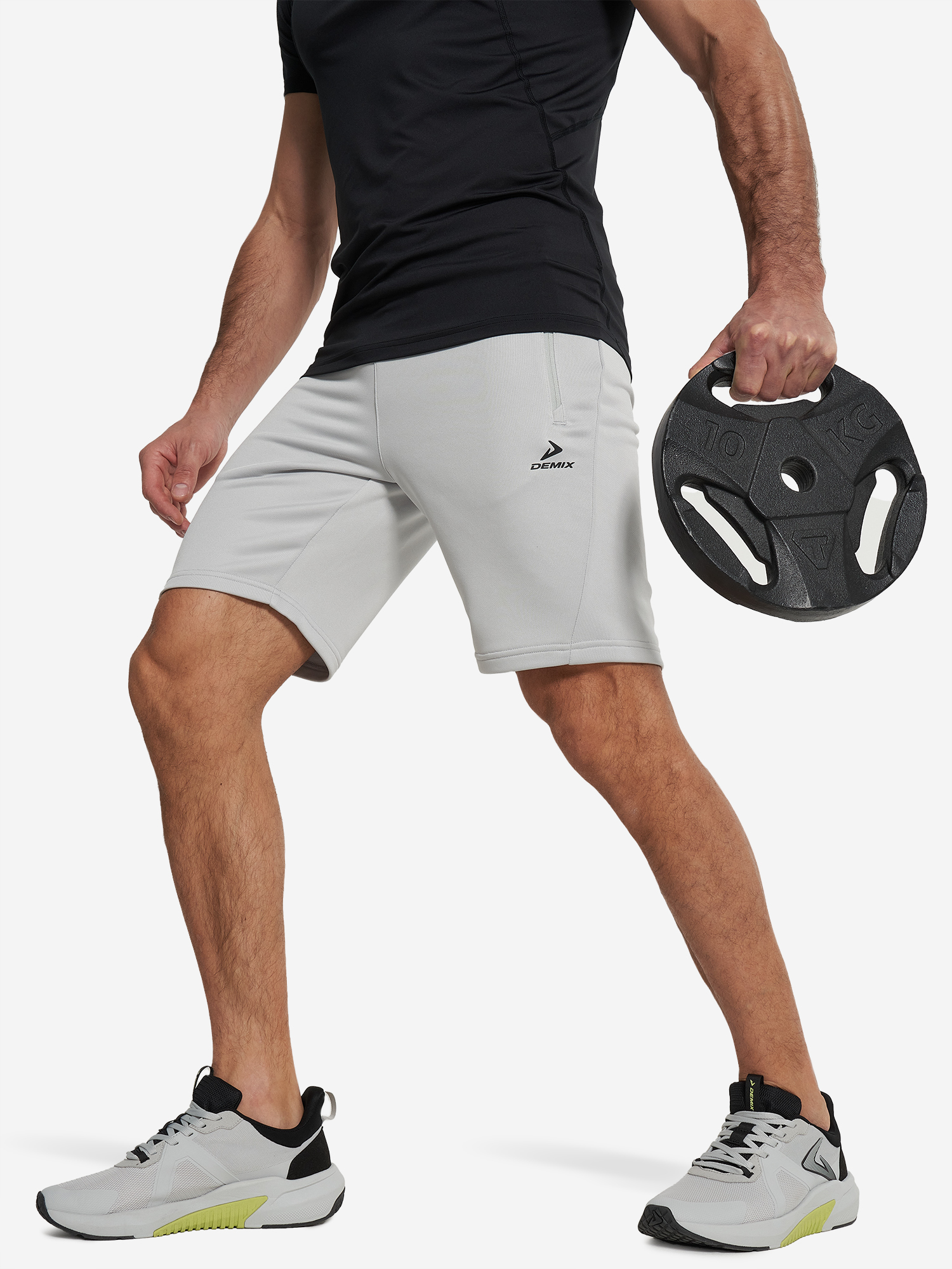 Изображение товара Шорты мужские Demix светло-серые для фитнеса и тренинга Изображение товара Шорты мужские Demix светло-серые для фитнеса и тренинга