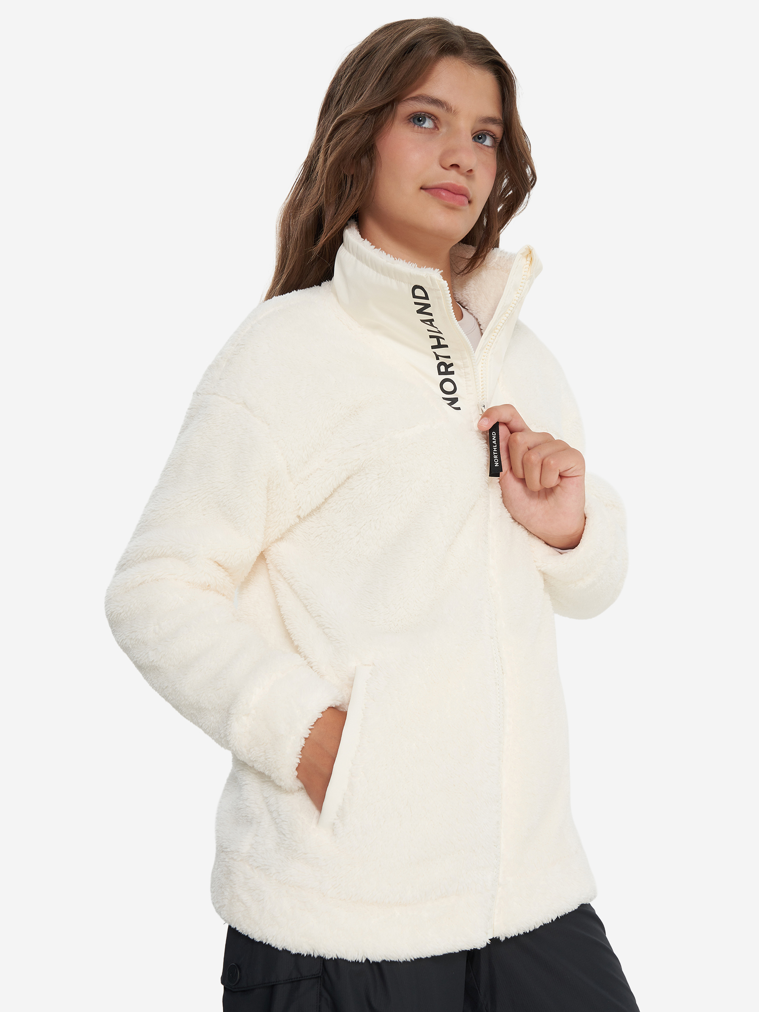 Джемпер флисовый для девочек Northland, бежевый, арт. 29867