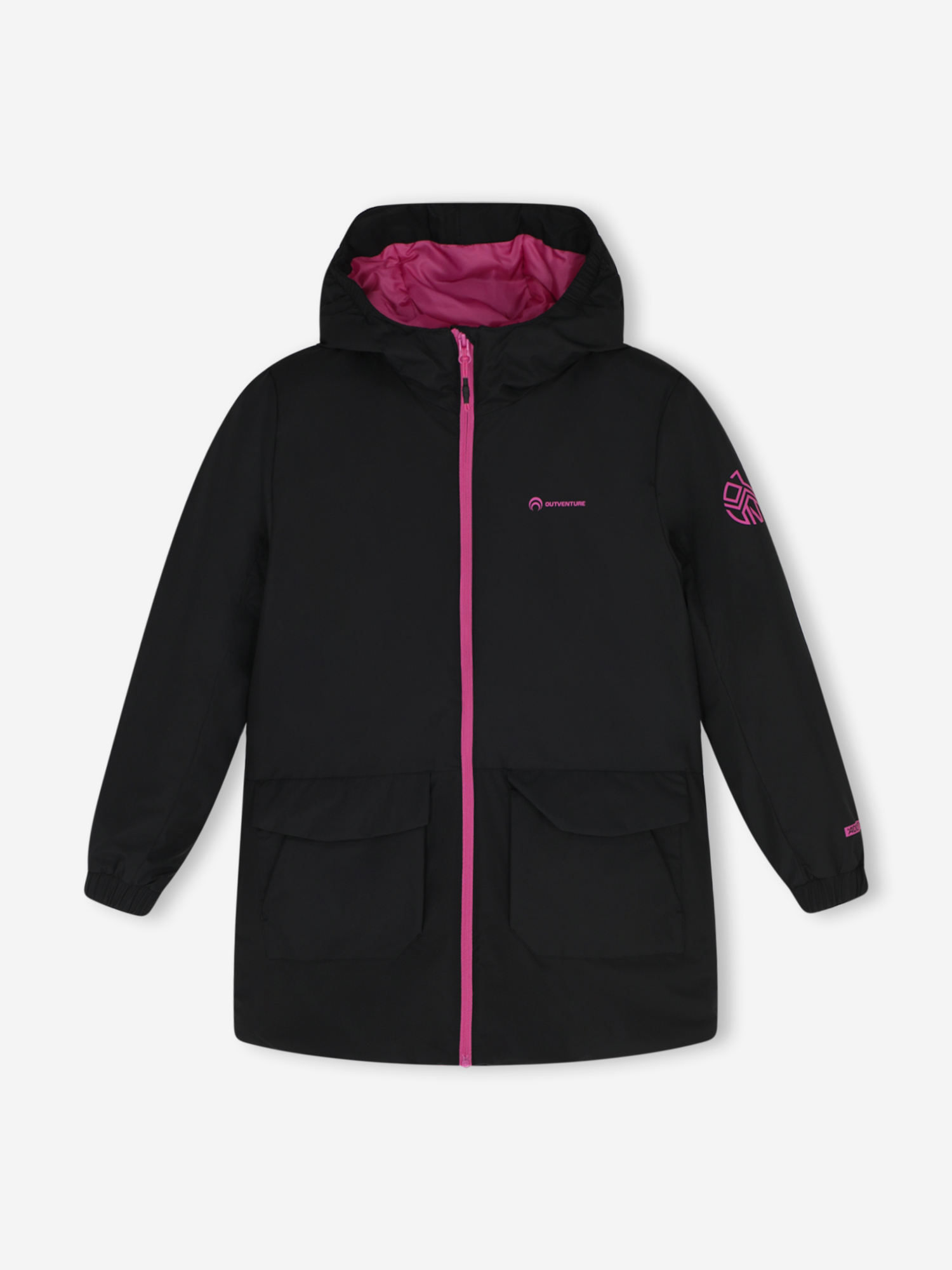 Куртка утепленная для девочек Outventure, черный, арт. 35505