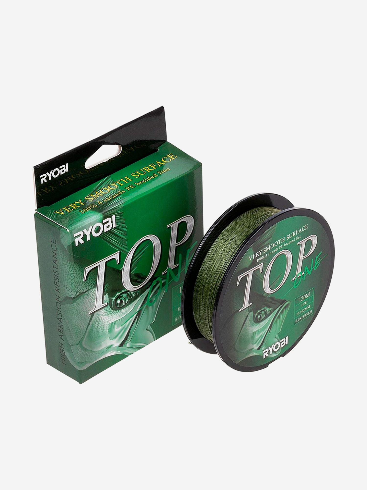 

Шнур плетеный для рыбалки Ryobi TOP PE4X, 120м, 0,165мм, 8кг, темно-зеленый, Зеленый